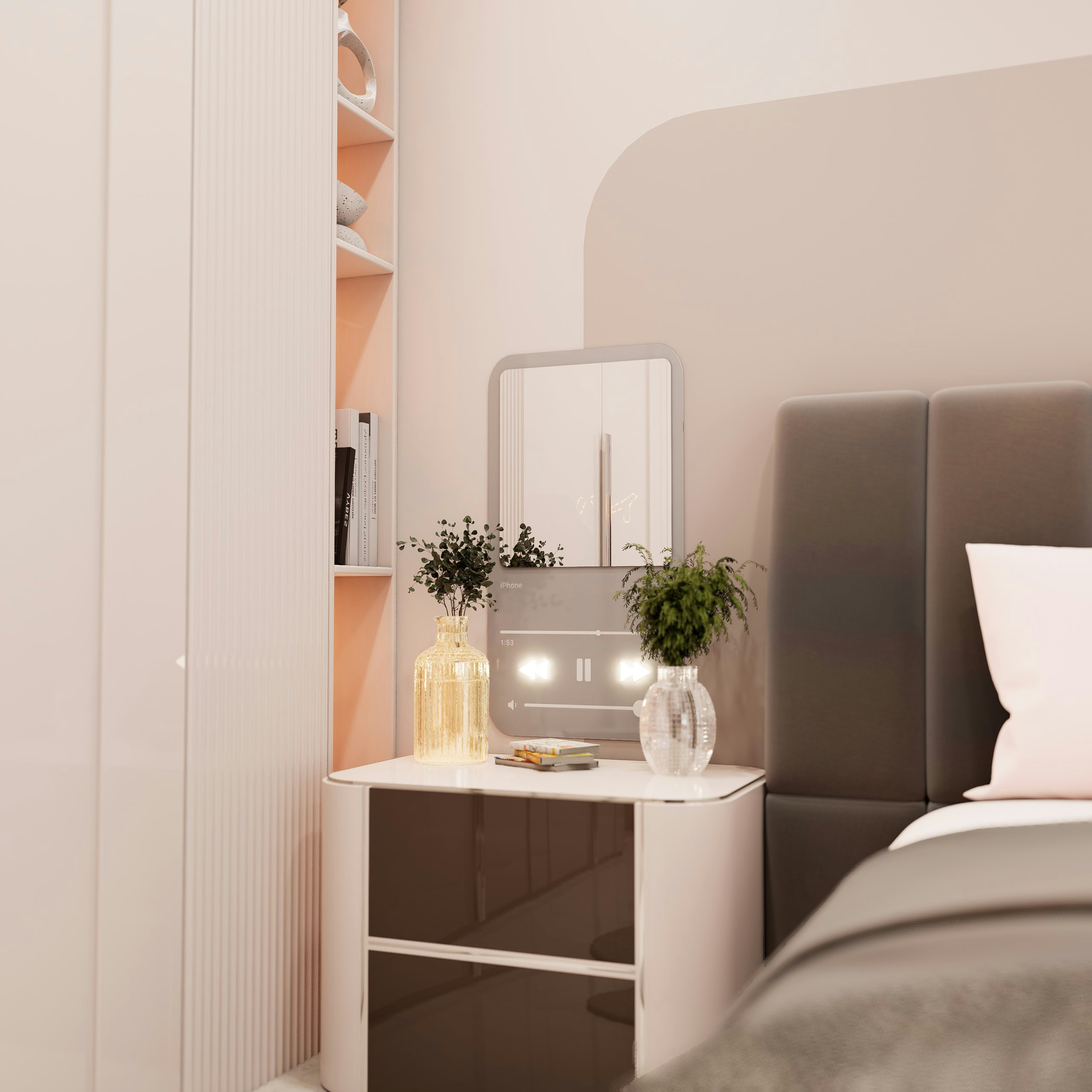 3d render of couple gaming bedroom