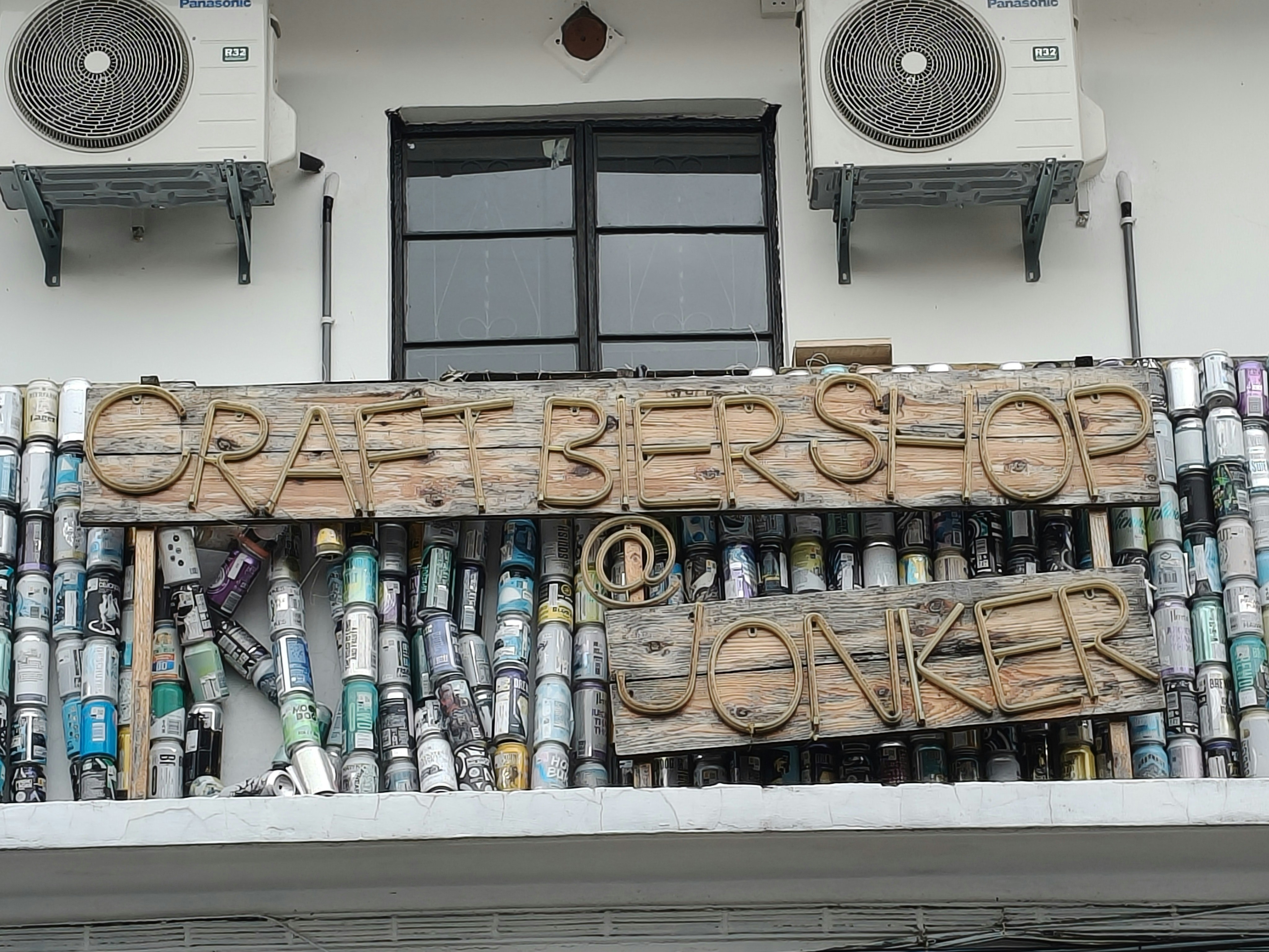 Wooden sign for craftershop @ conker storefront
