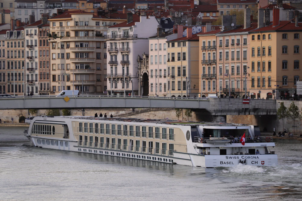River cruise ship along the Lyon waterfront