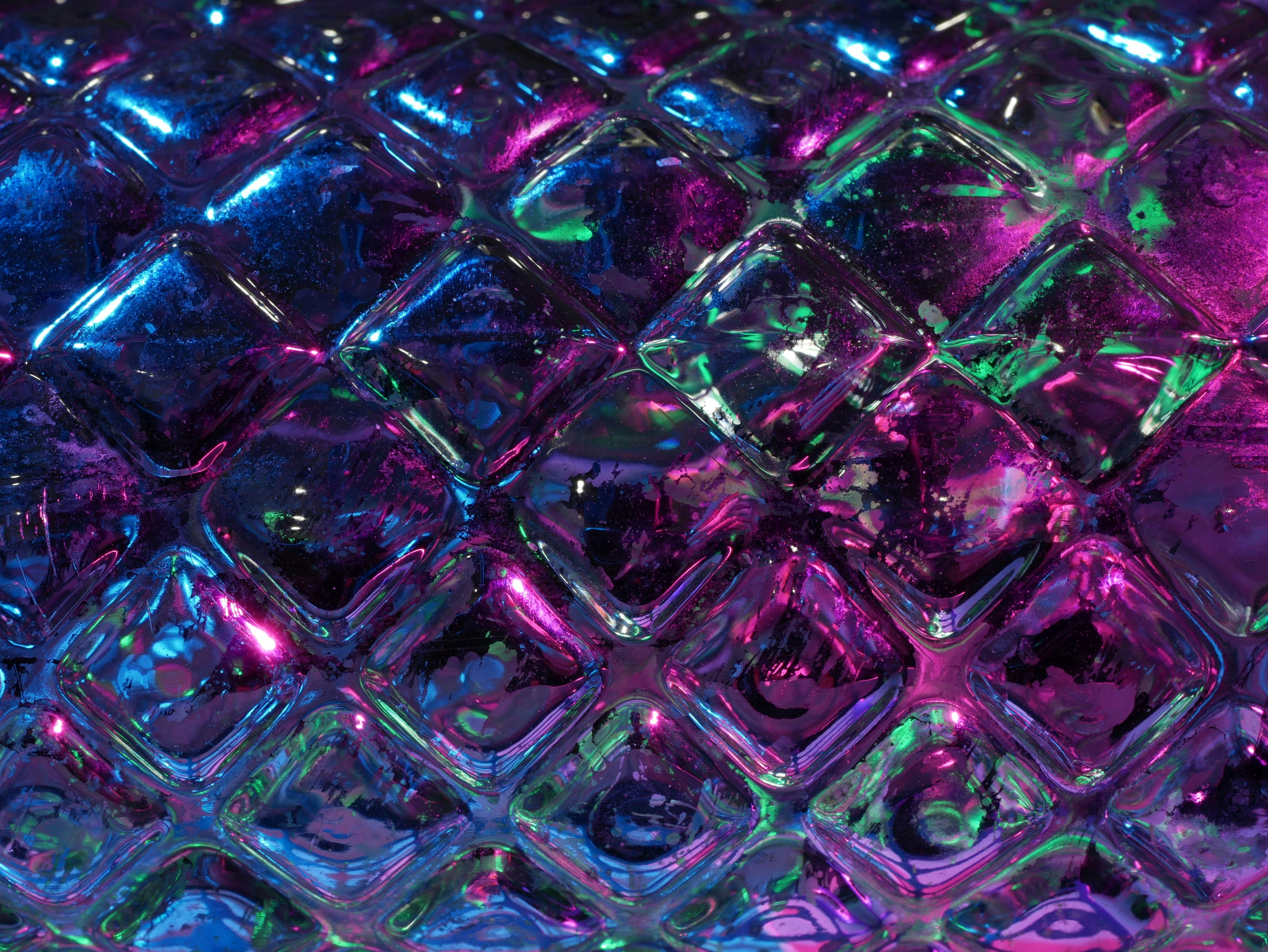 Textured glass with blue and purple lighting
