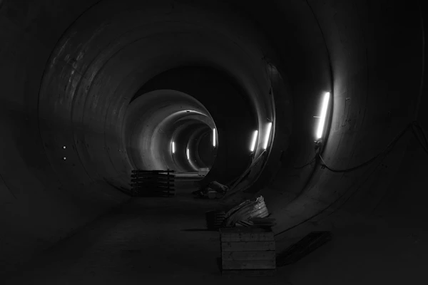 Tunnel souterrain cylindrique.