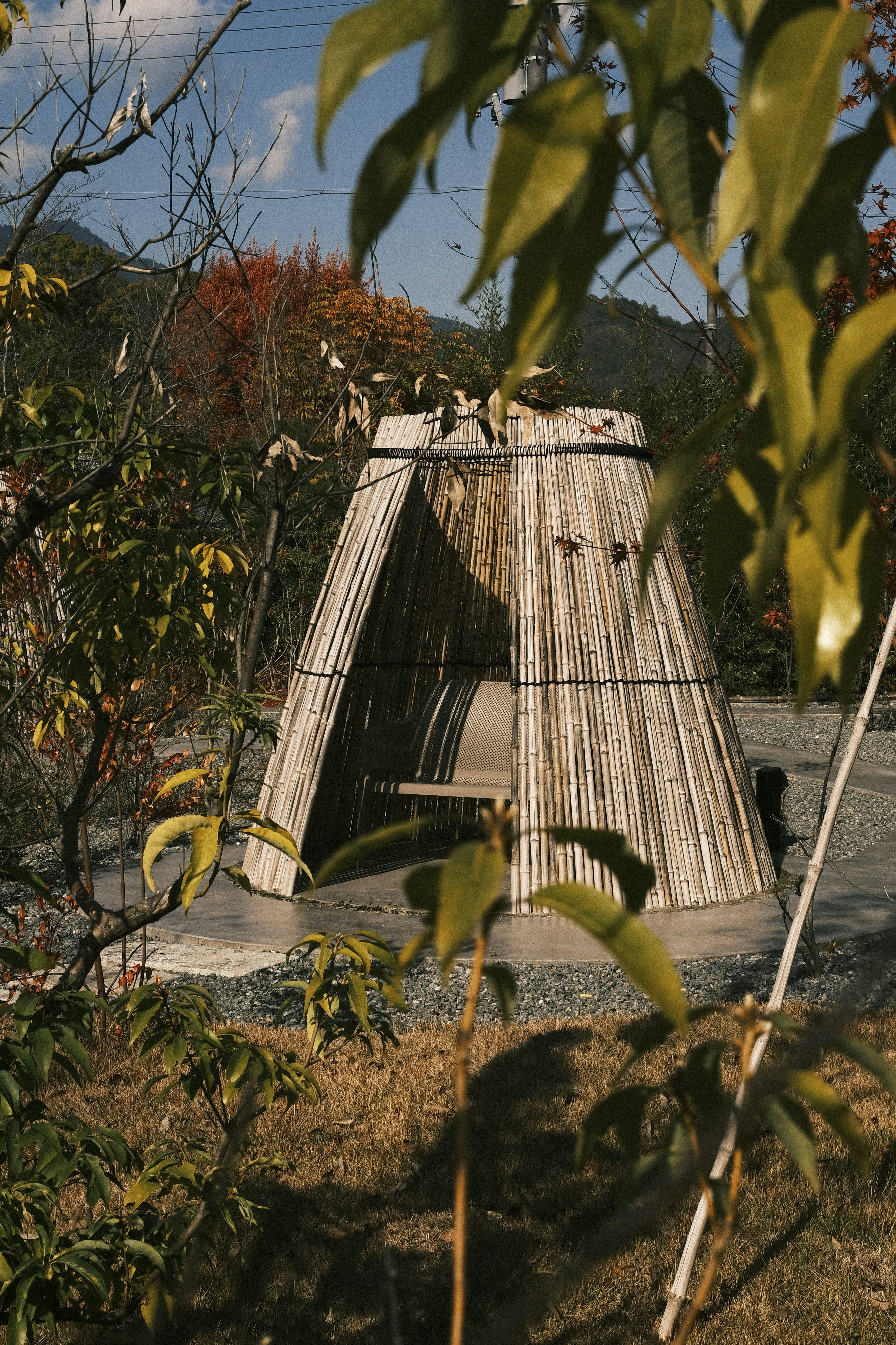 Eco-friendly glamping tent in the Japanese countryside