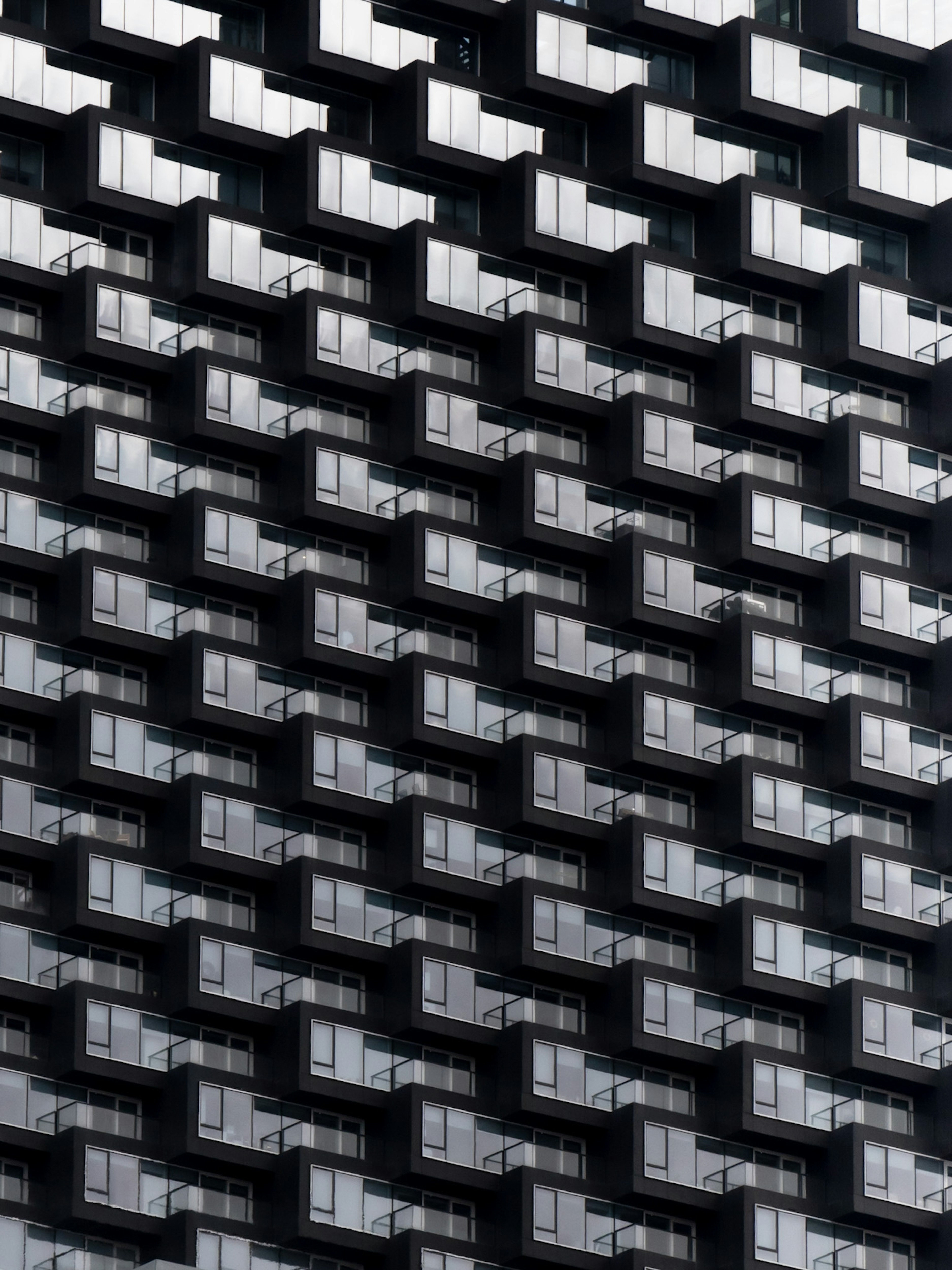 Modern building facade with repeating balconies