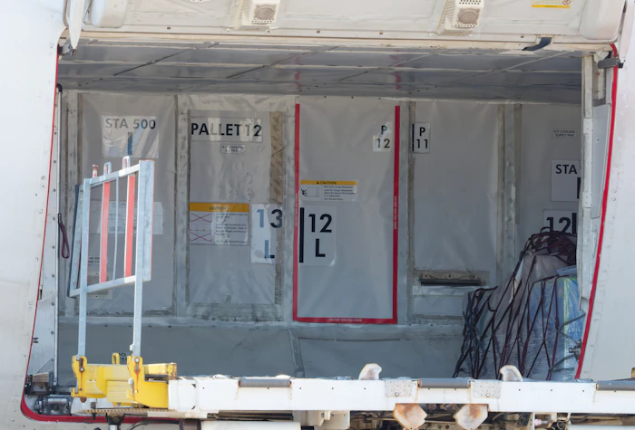 Cargo containers inside aircraft hold