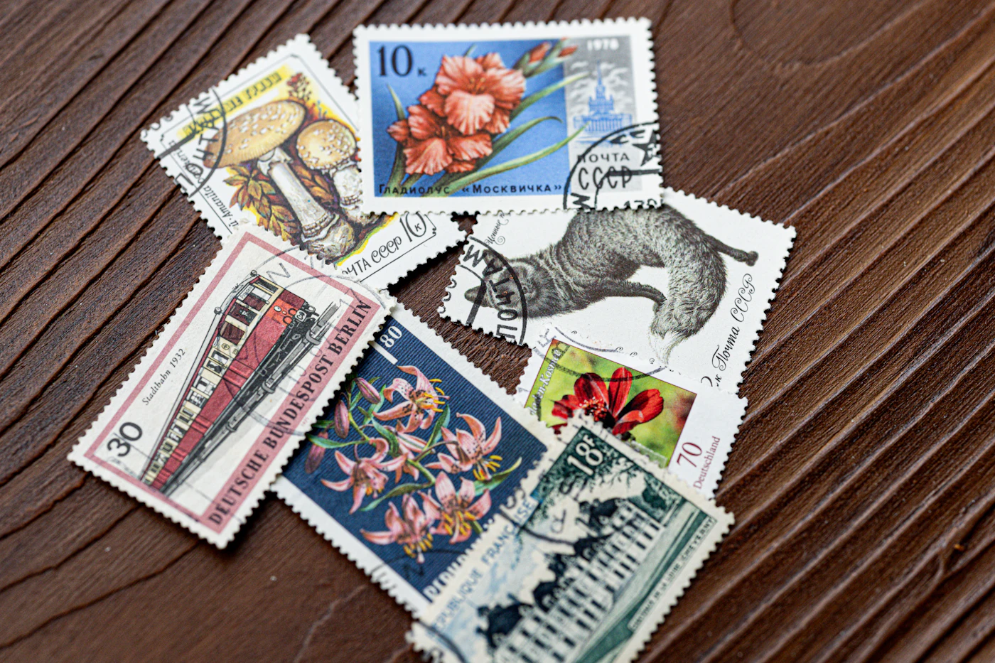 Collection de véritables timbres anciens étudiés dans le cadre d’une expertise philatélique