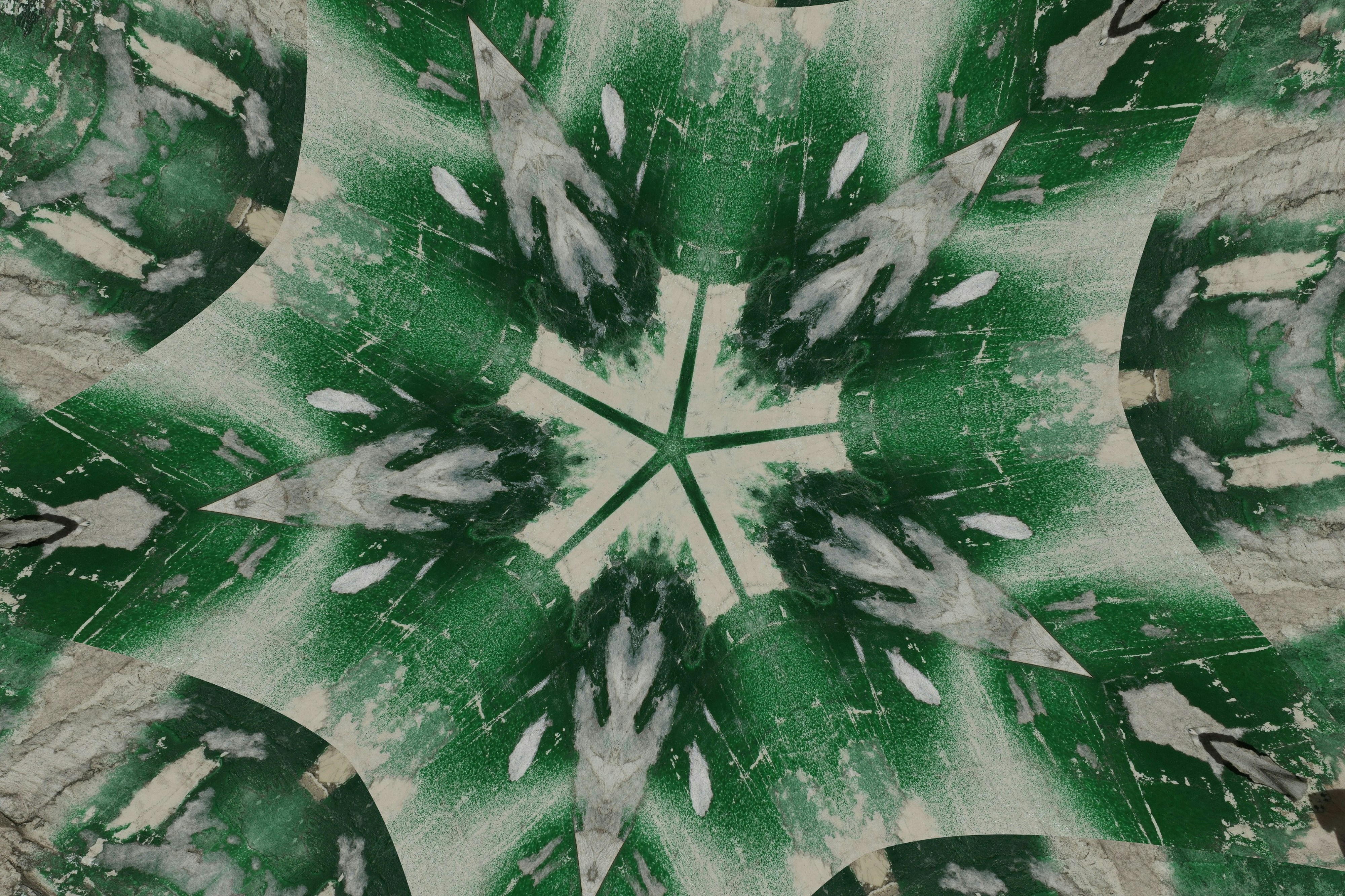 Abstract green and white symmetrical pattern