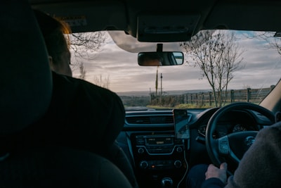 View from inside car looking out at landscape