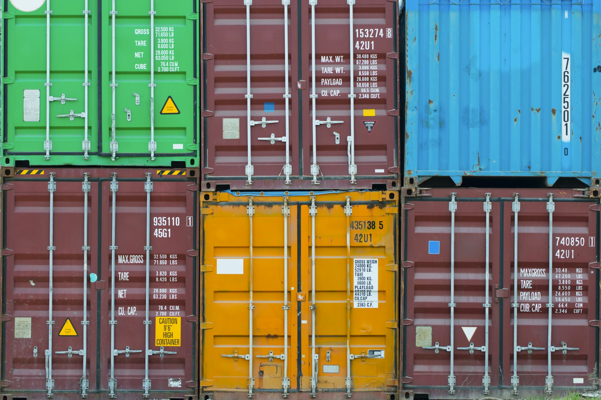 Stacked colorful shipping containers