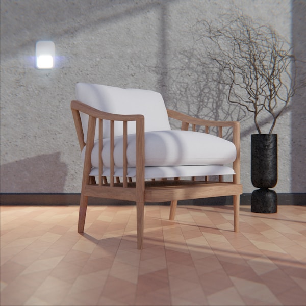 Fauteuil tissu pieds compas style scandinave
