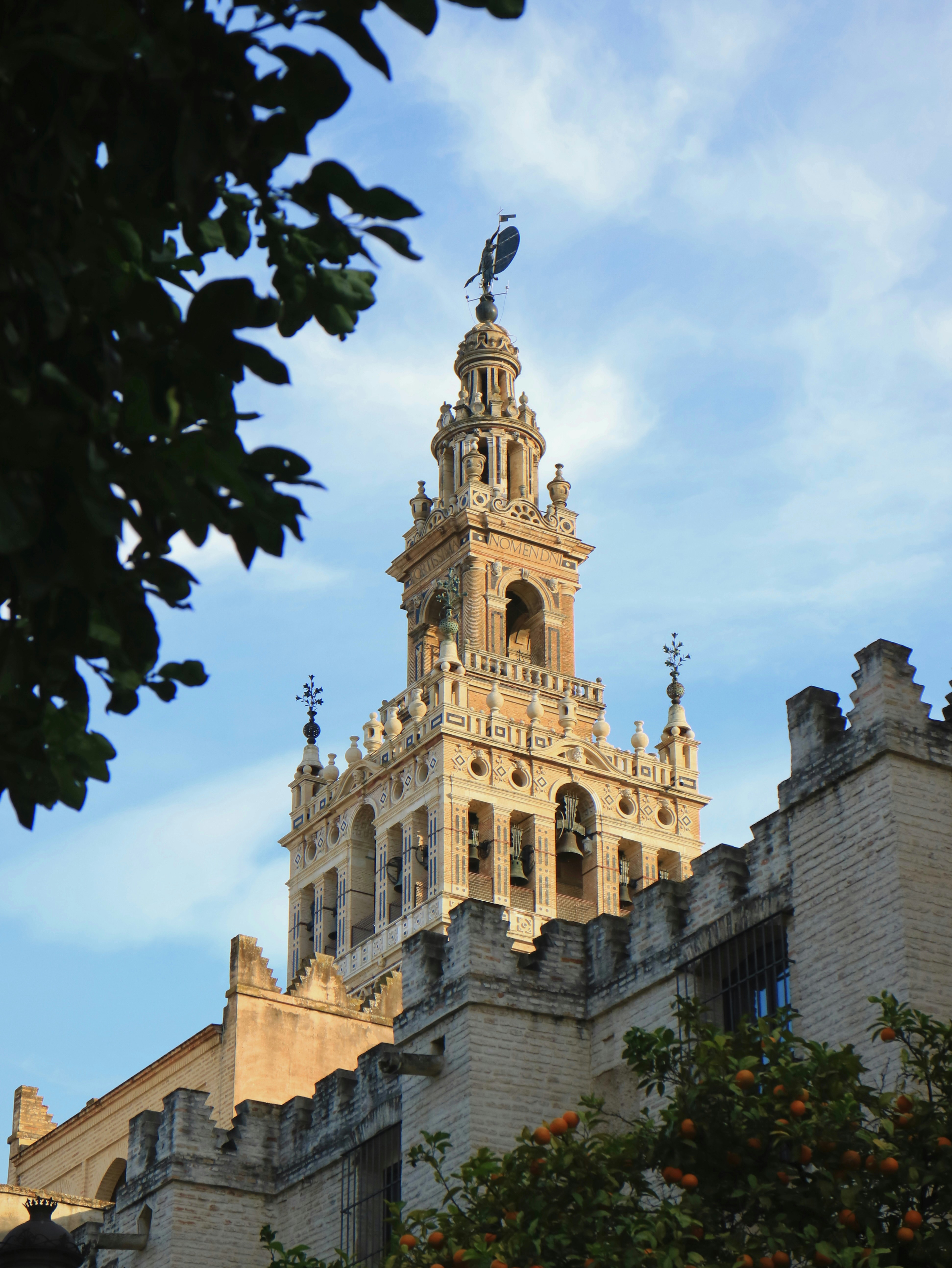 Ornate bell tower against a blue sky