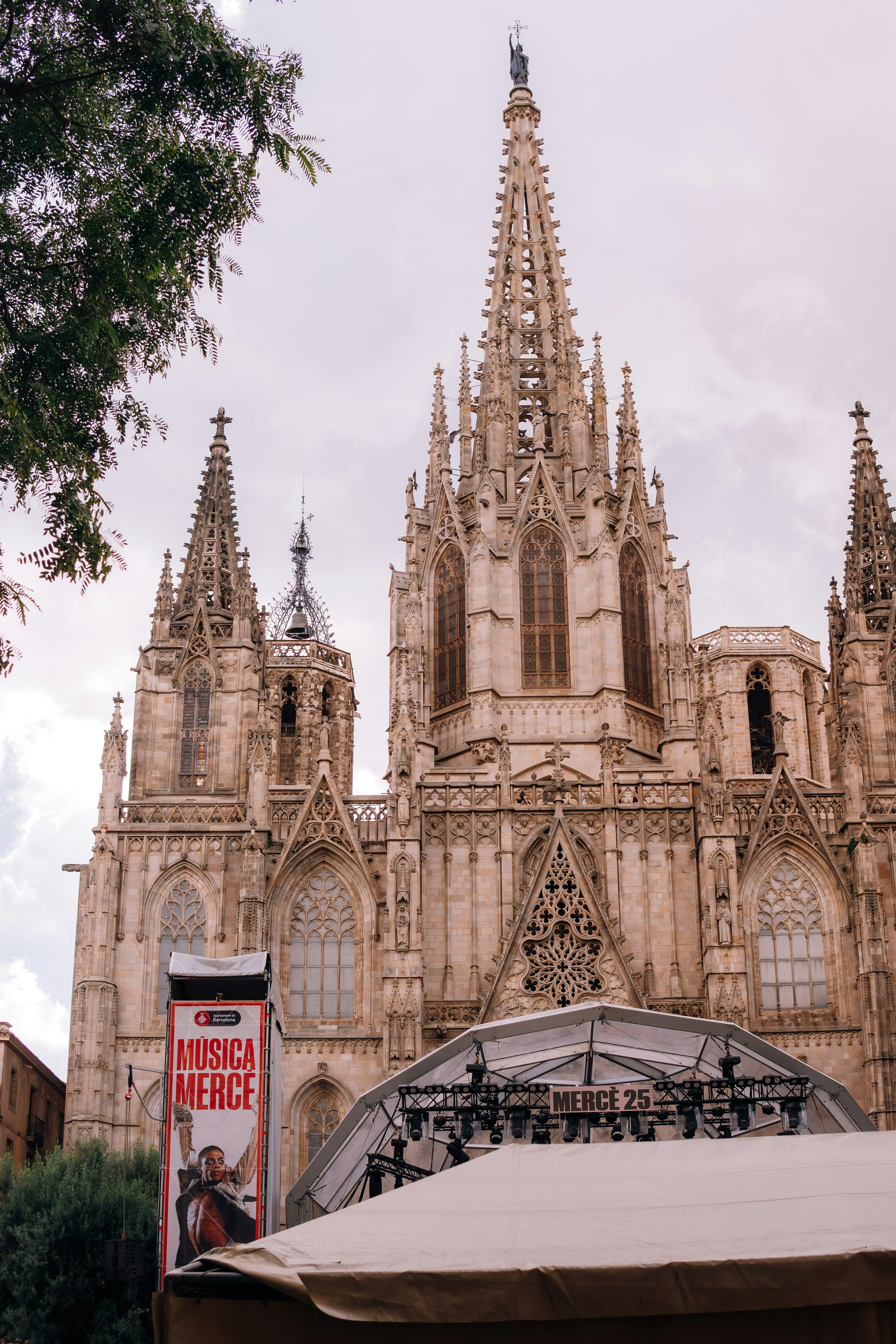 Gothic cathedral with a stage in front