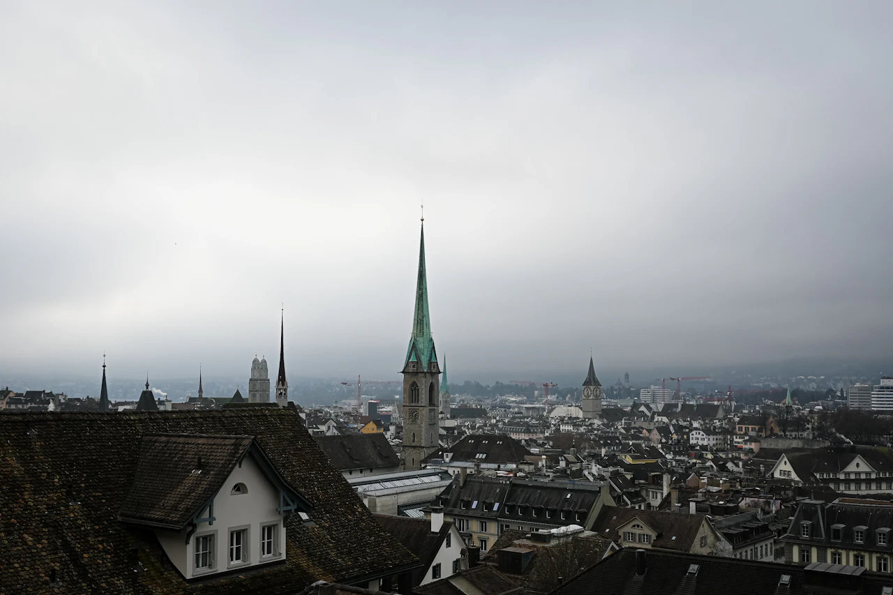 Zurich old town skyline with church spires