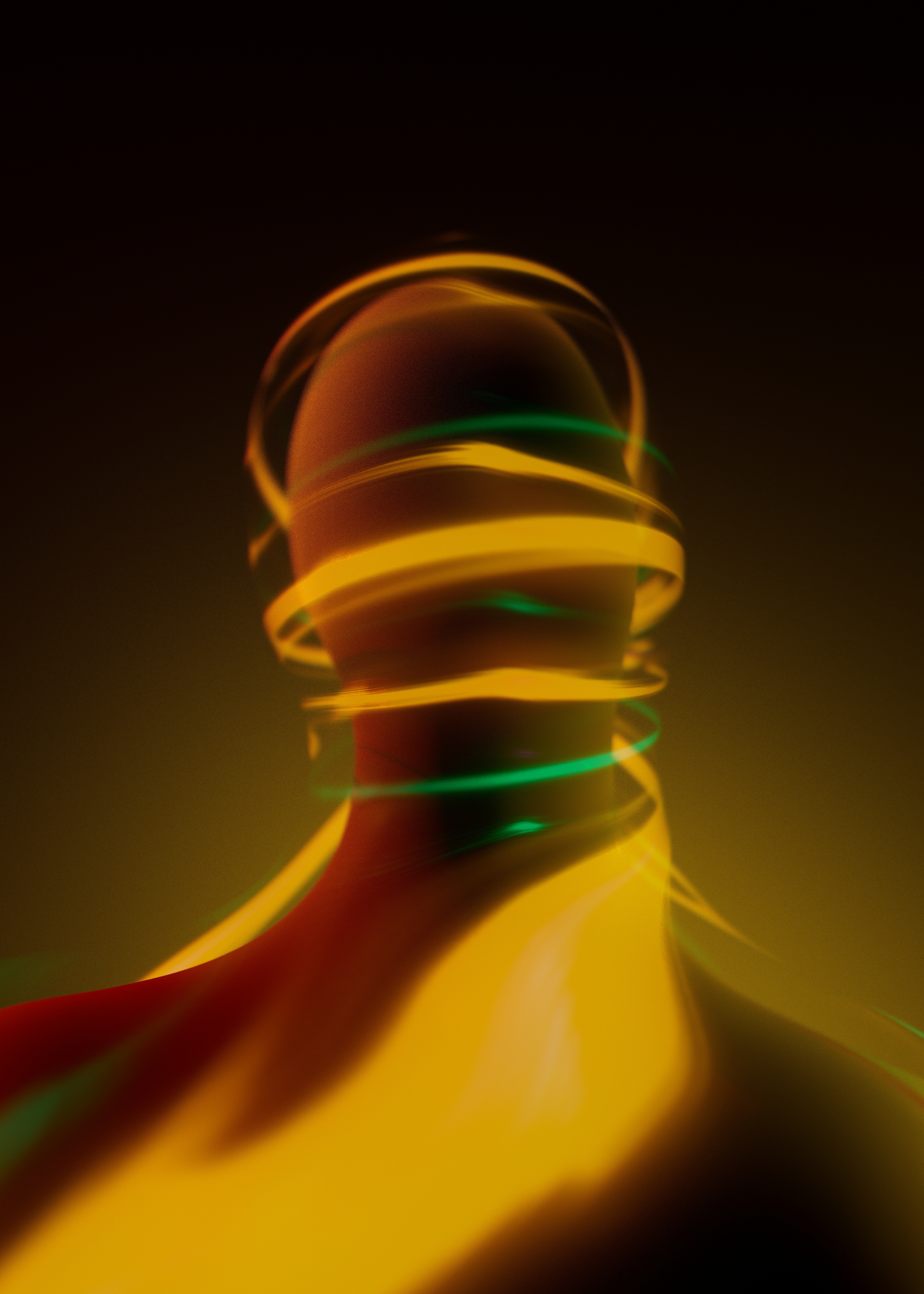 Abstract human form with swirling neon lights