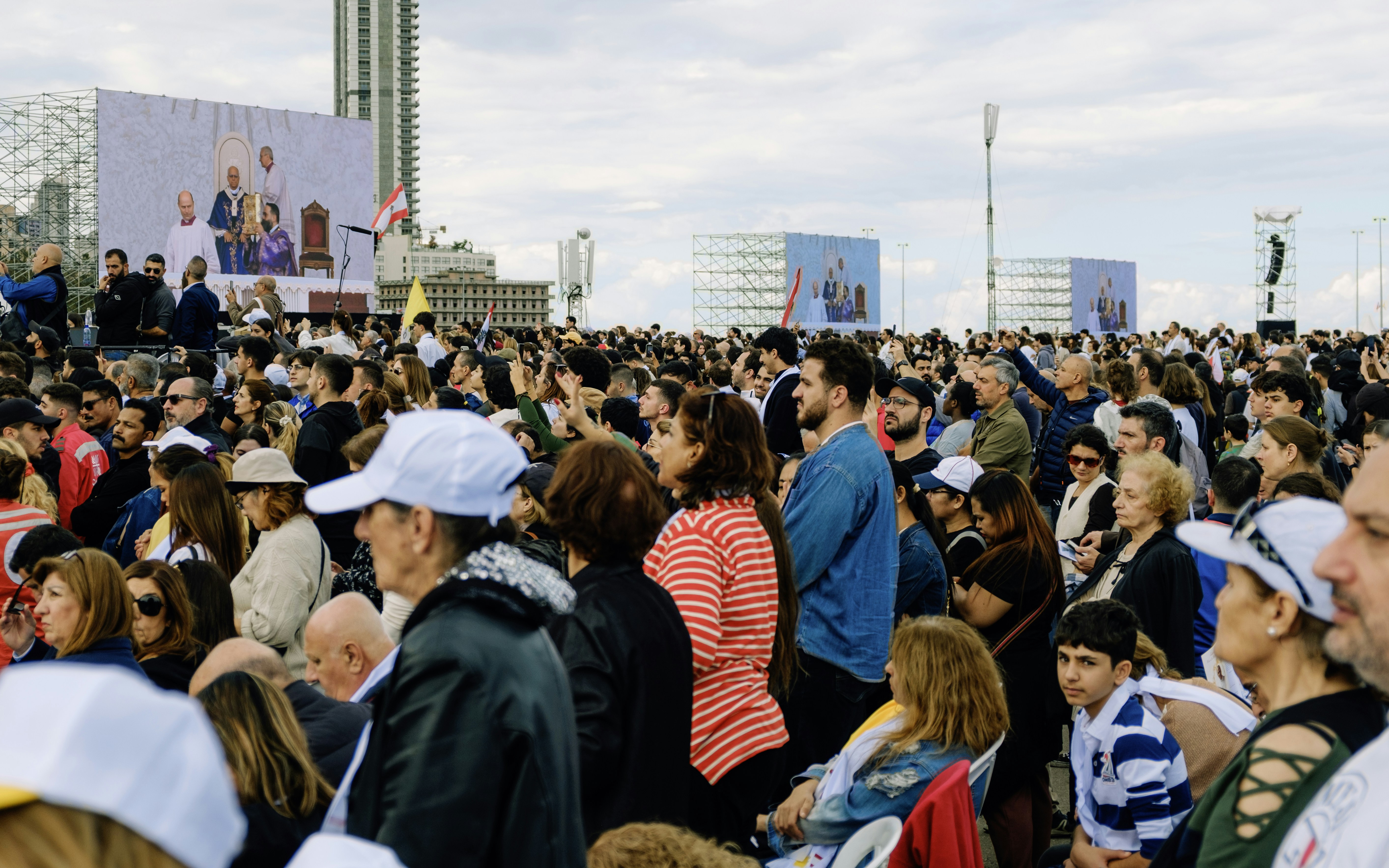 A large crowd of people gathered outdoors