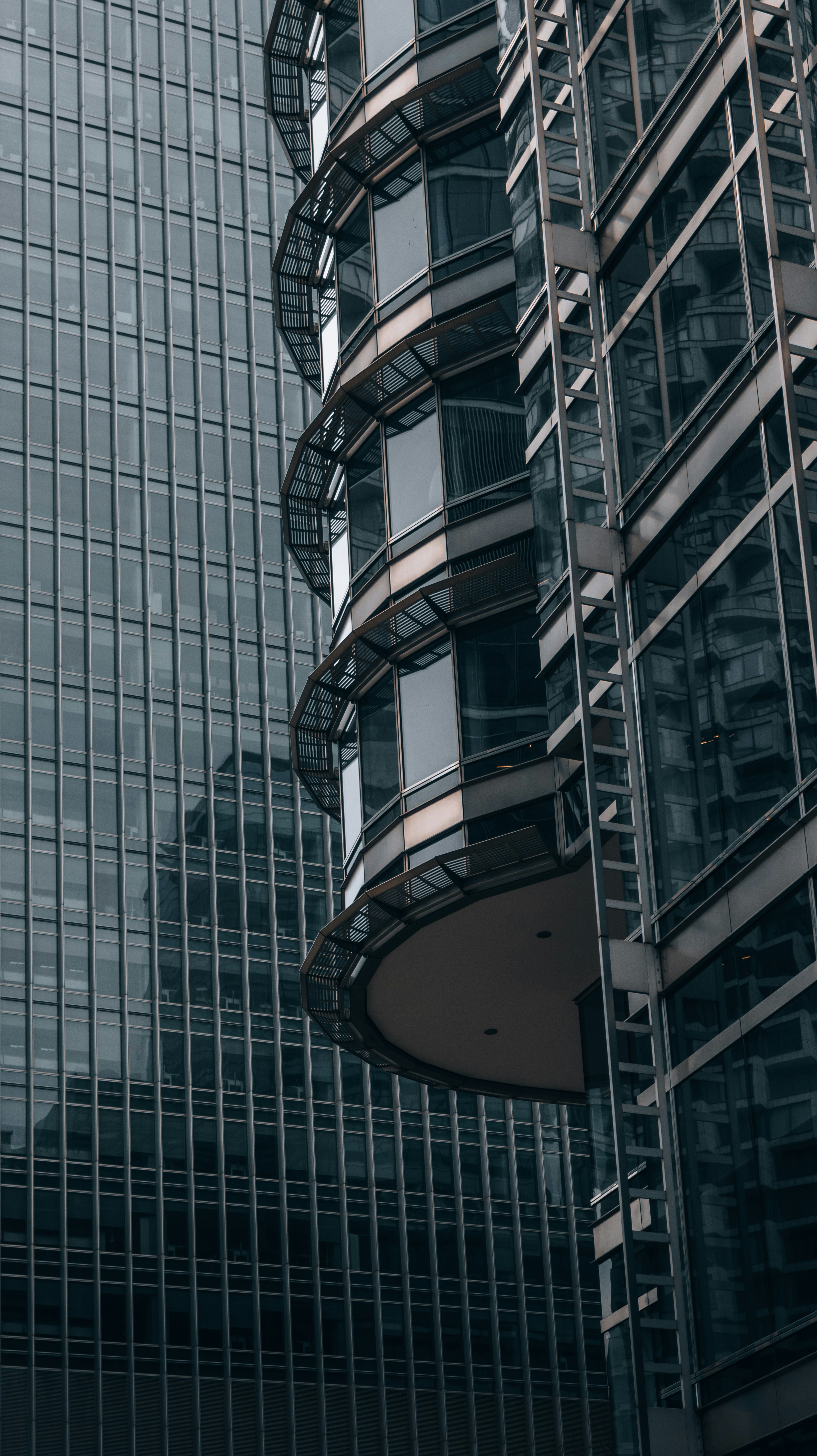 Modern glass skyscrapers with reflective surfaces