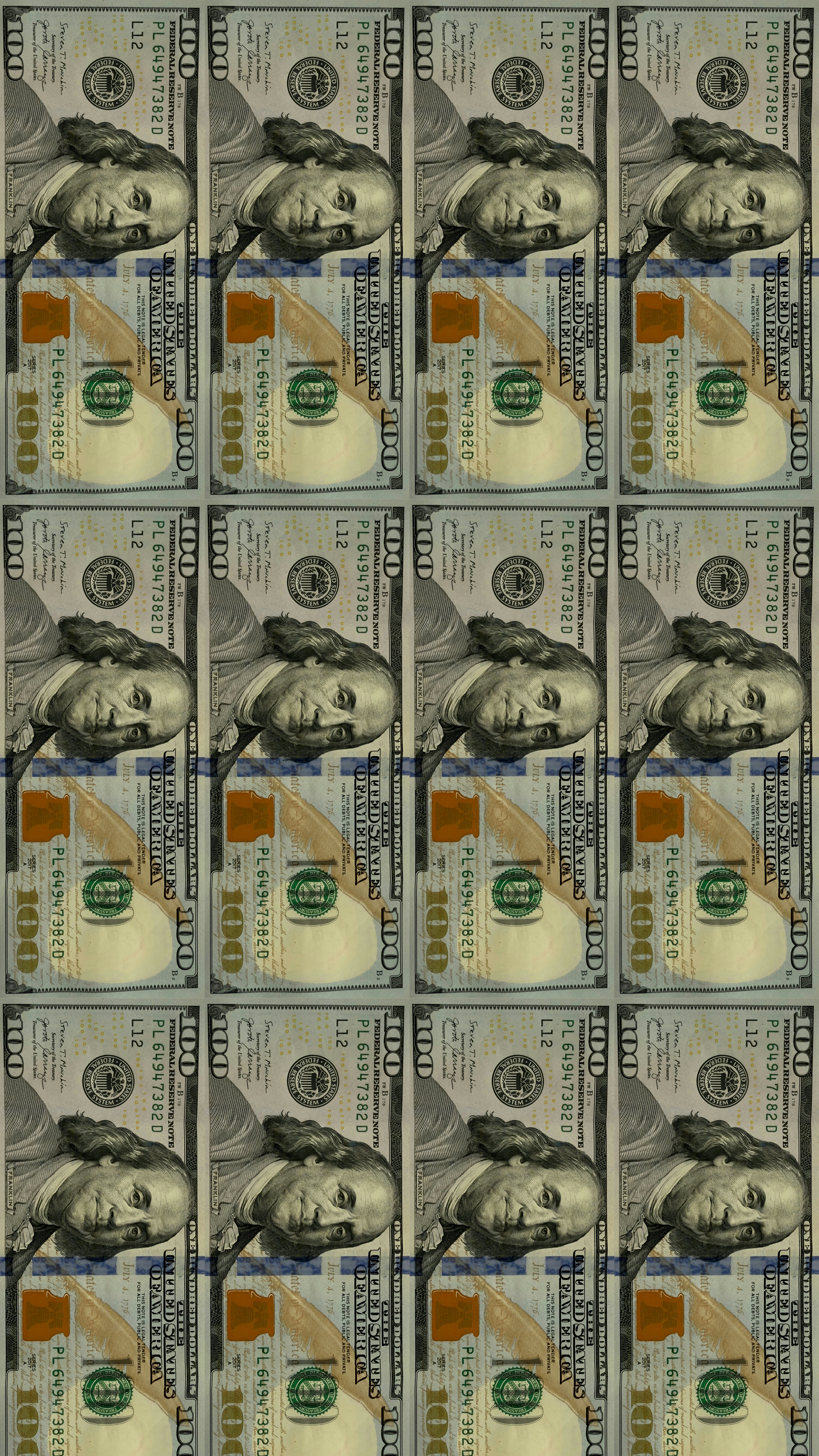 A pattern of us one hundred dollar bills.