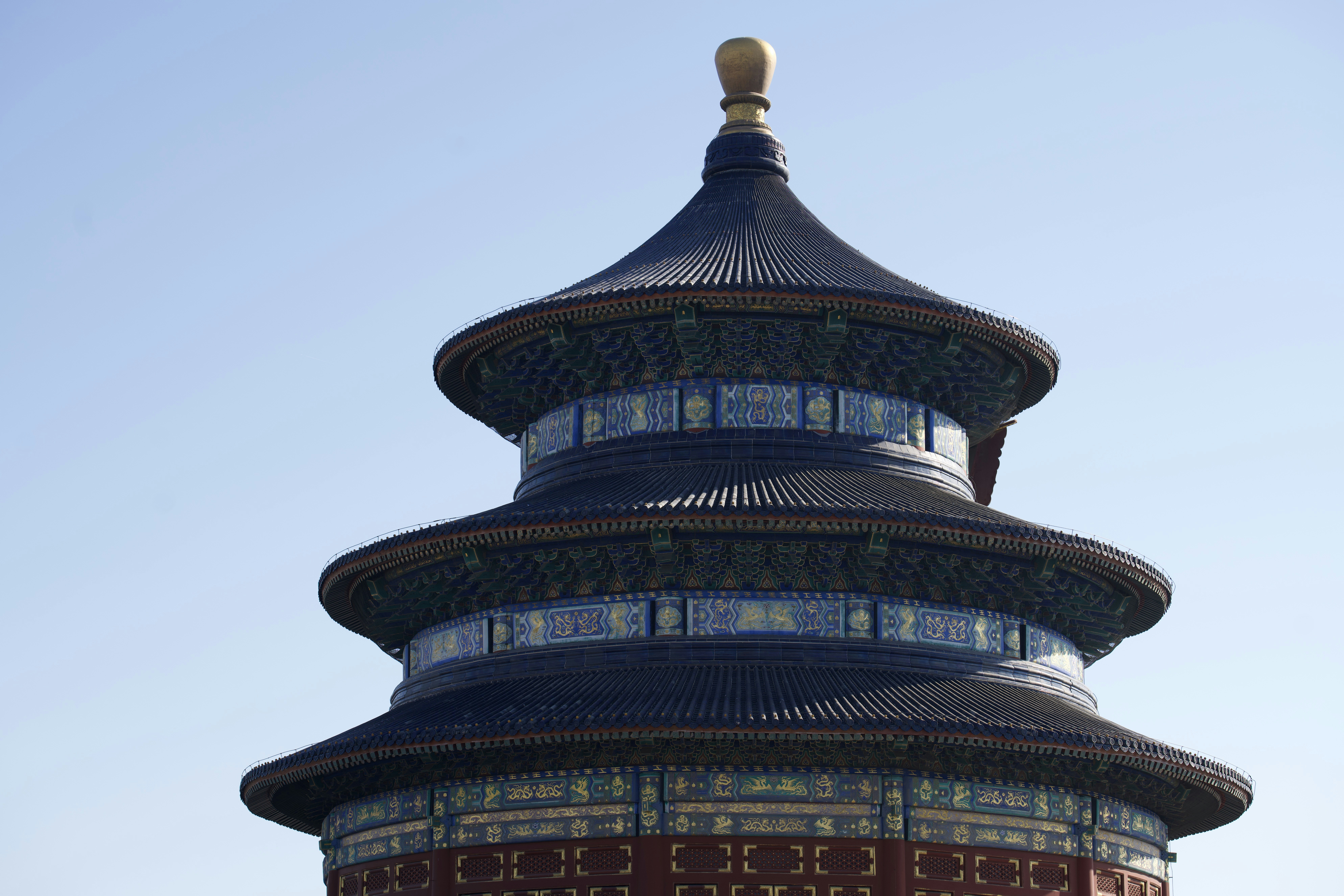 Traditional chinese temple against a clear blue sky