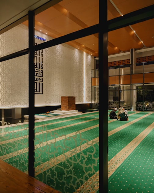 Mosque interior with prayer mats, a place of intensified worship during the sacred months