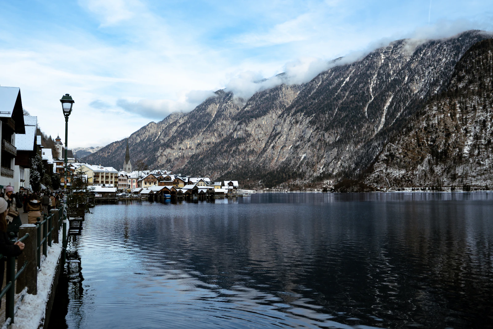 Hallstatt lakeside village in winter