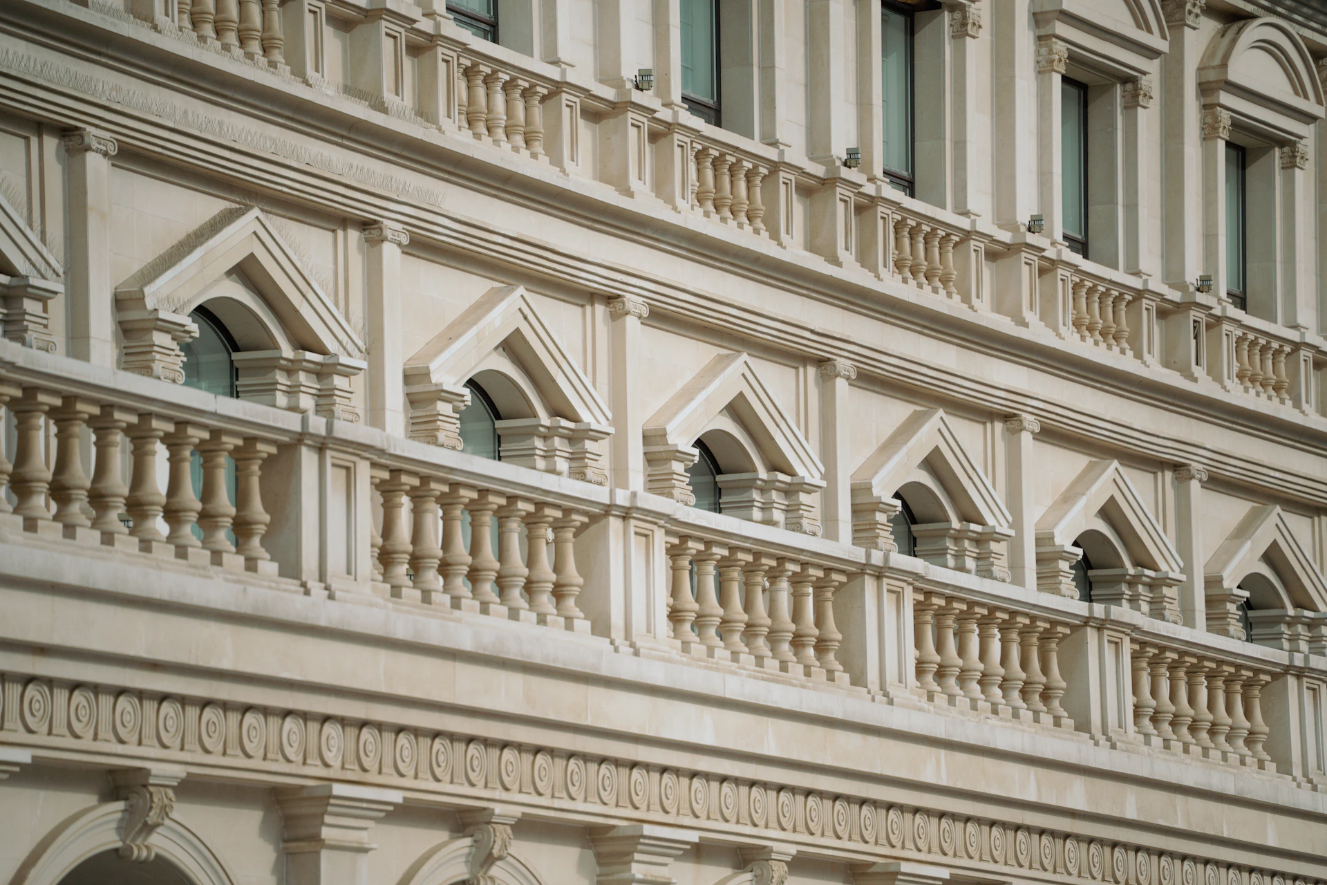 Ornate architectural details on a building facade