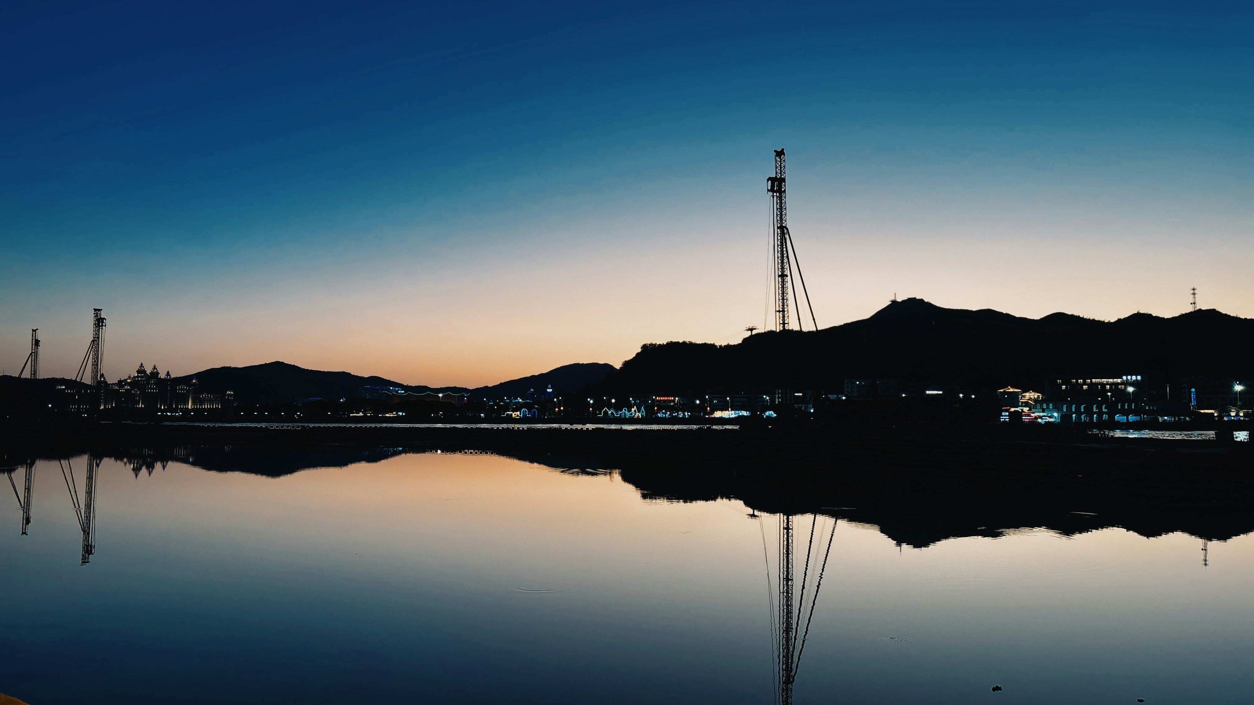 Twilight sky over a calm body of water.