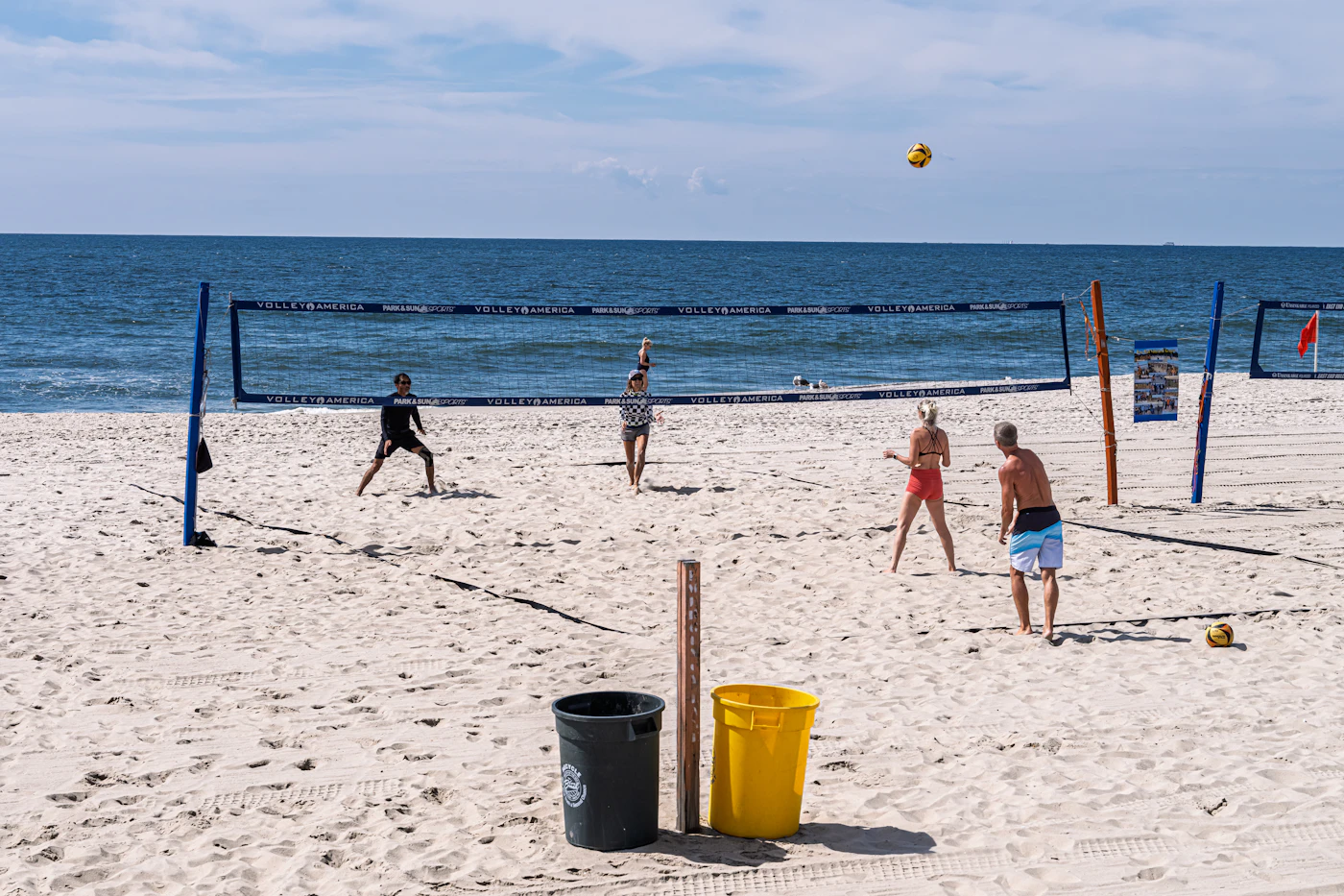 Beach volleyball on the sand in Long Beach, NY