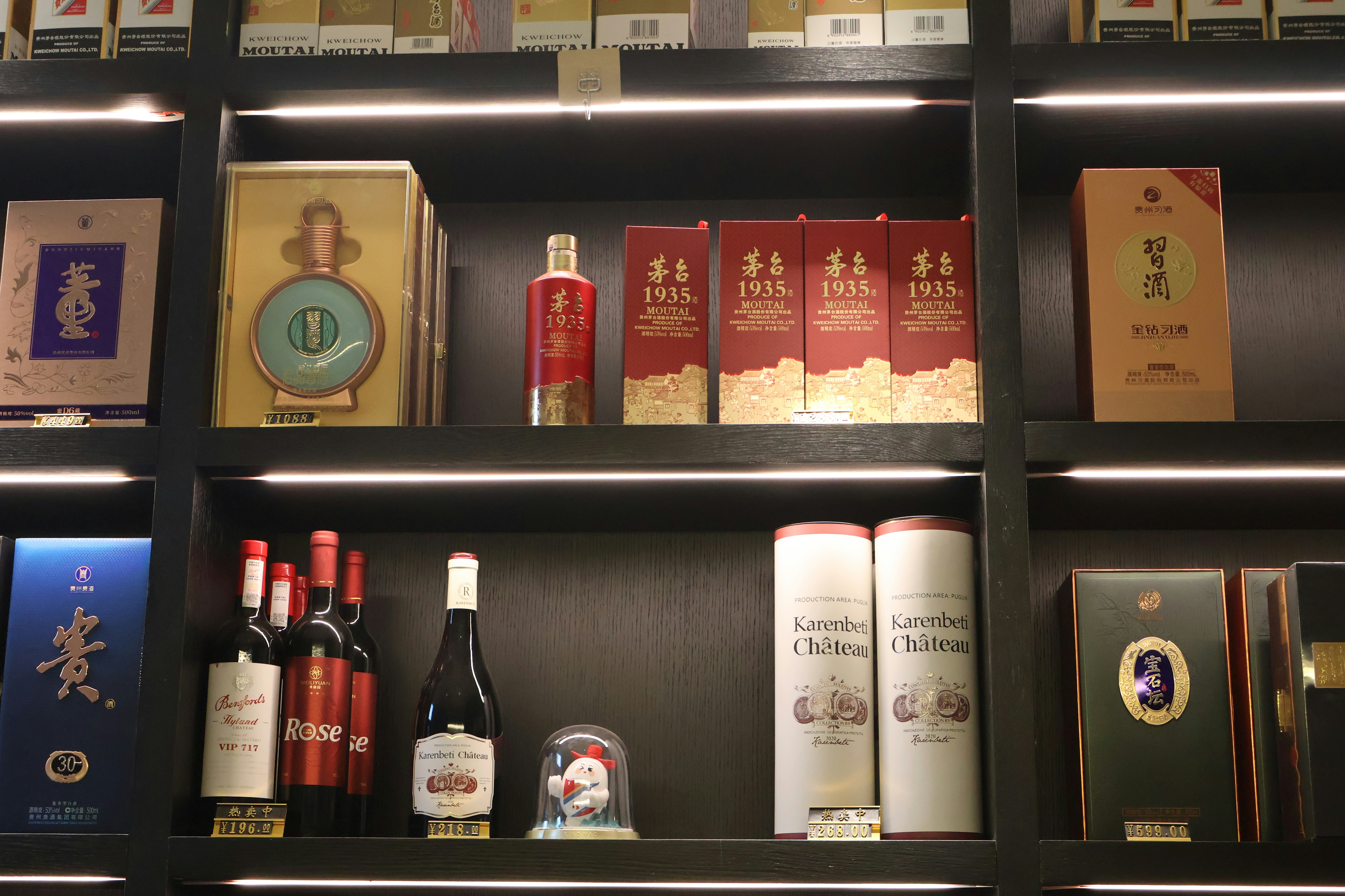 Blonde hair products on a shelf