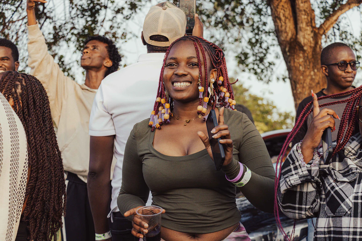 A group of young people enjoying an outdoor event