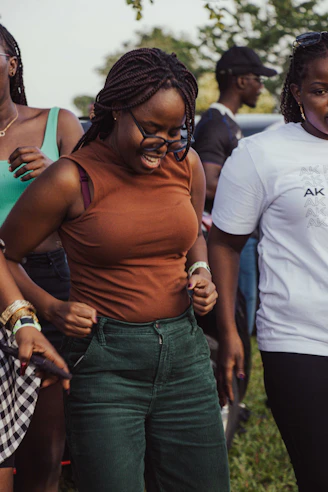 A group of friends enjoying an outdoor gathering