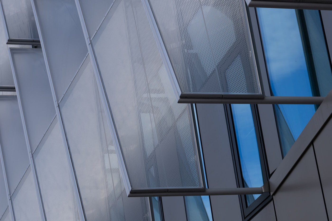Architectural metal and glass wall cladding on a modern building