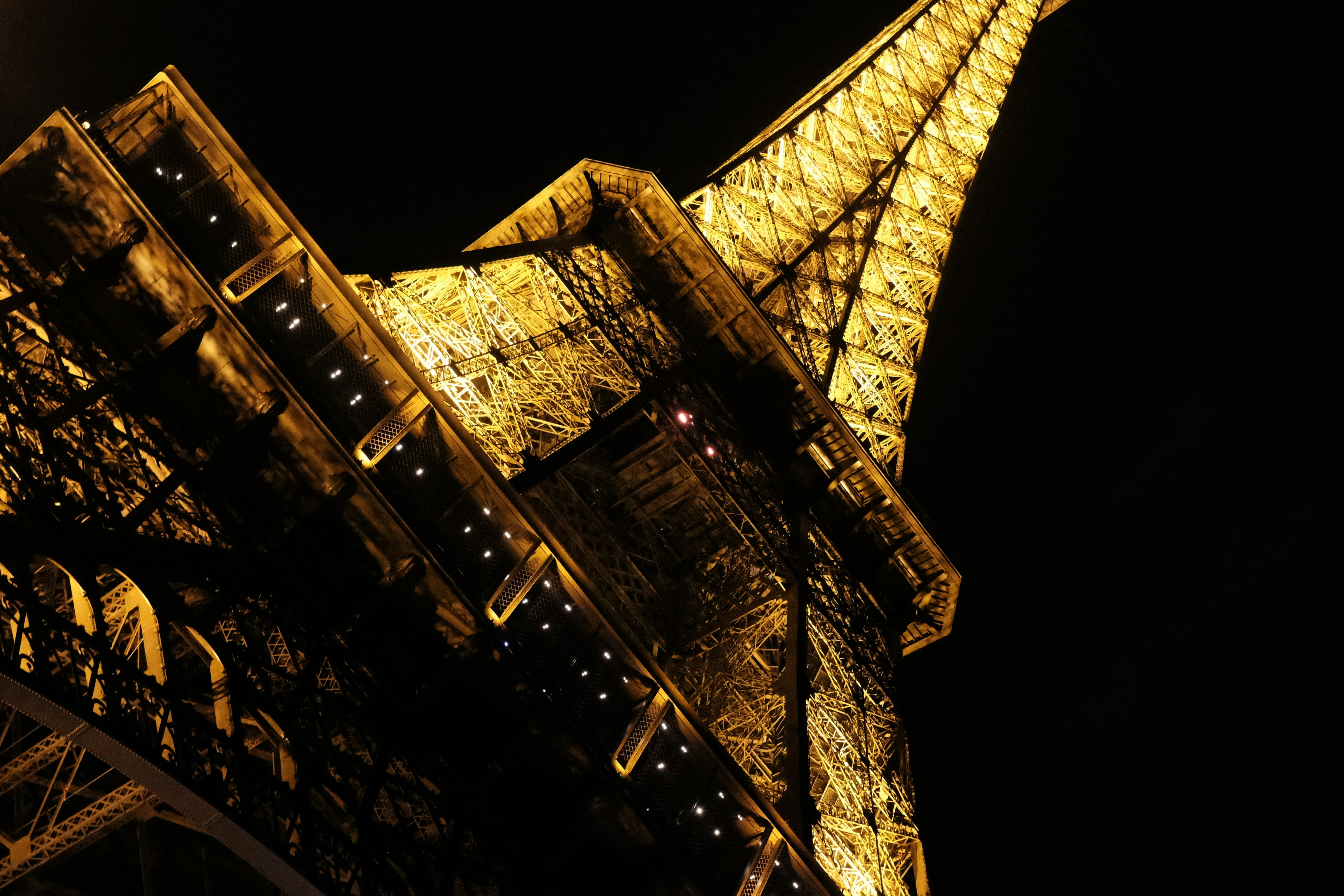Eiffel tower illuminated at night