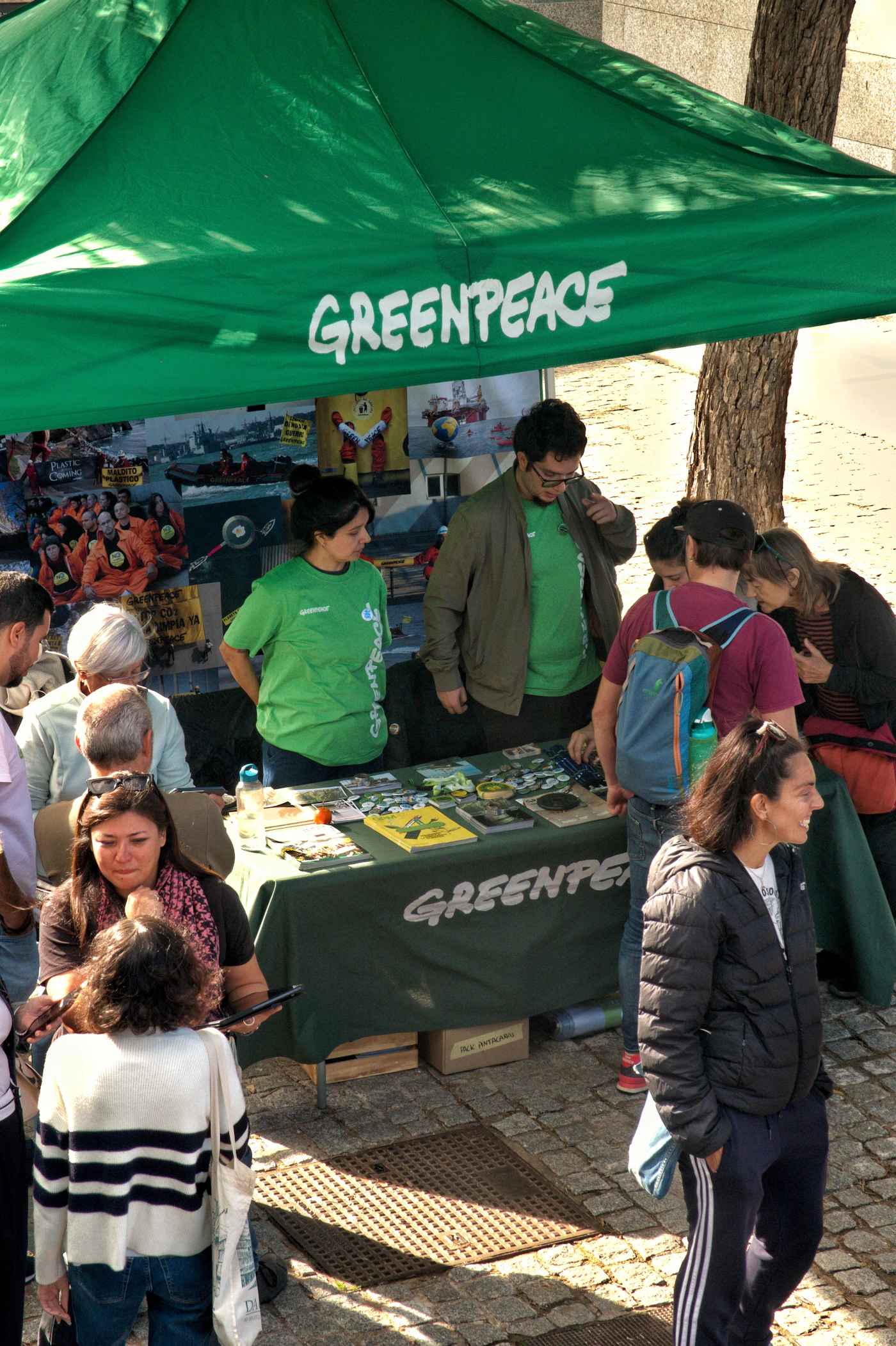 Volunteers sharing educational materials at a community event