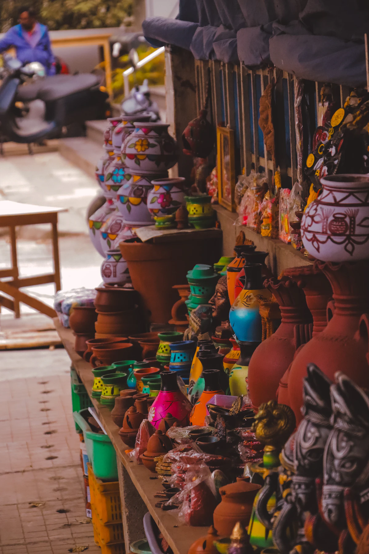 Representative image: bright handmade pottery at a craft market