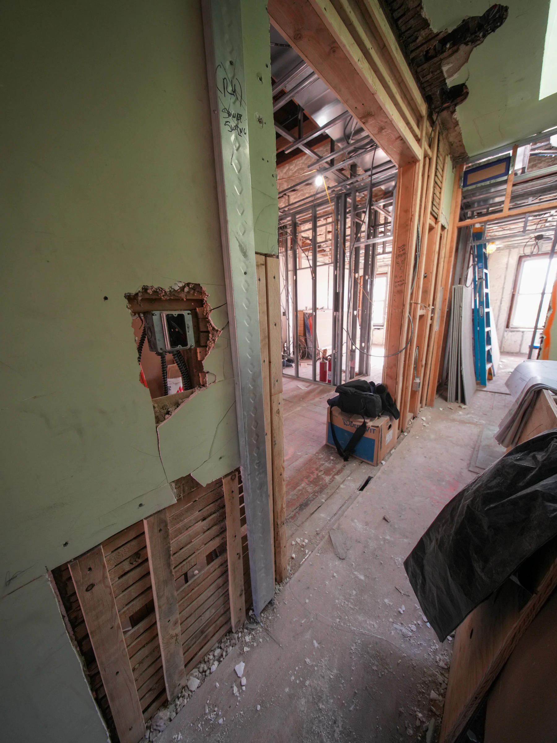 Interior framing before insulation
