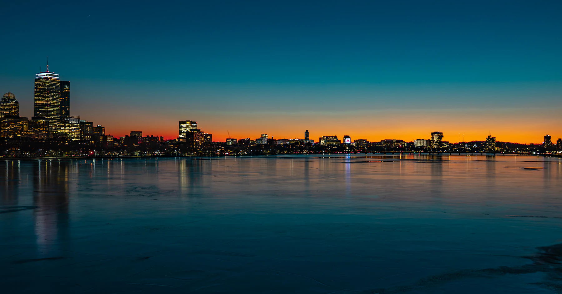 City skyline at dusk