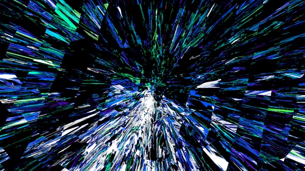Abstract explosion of blue and green shards