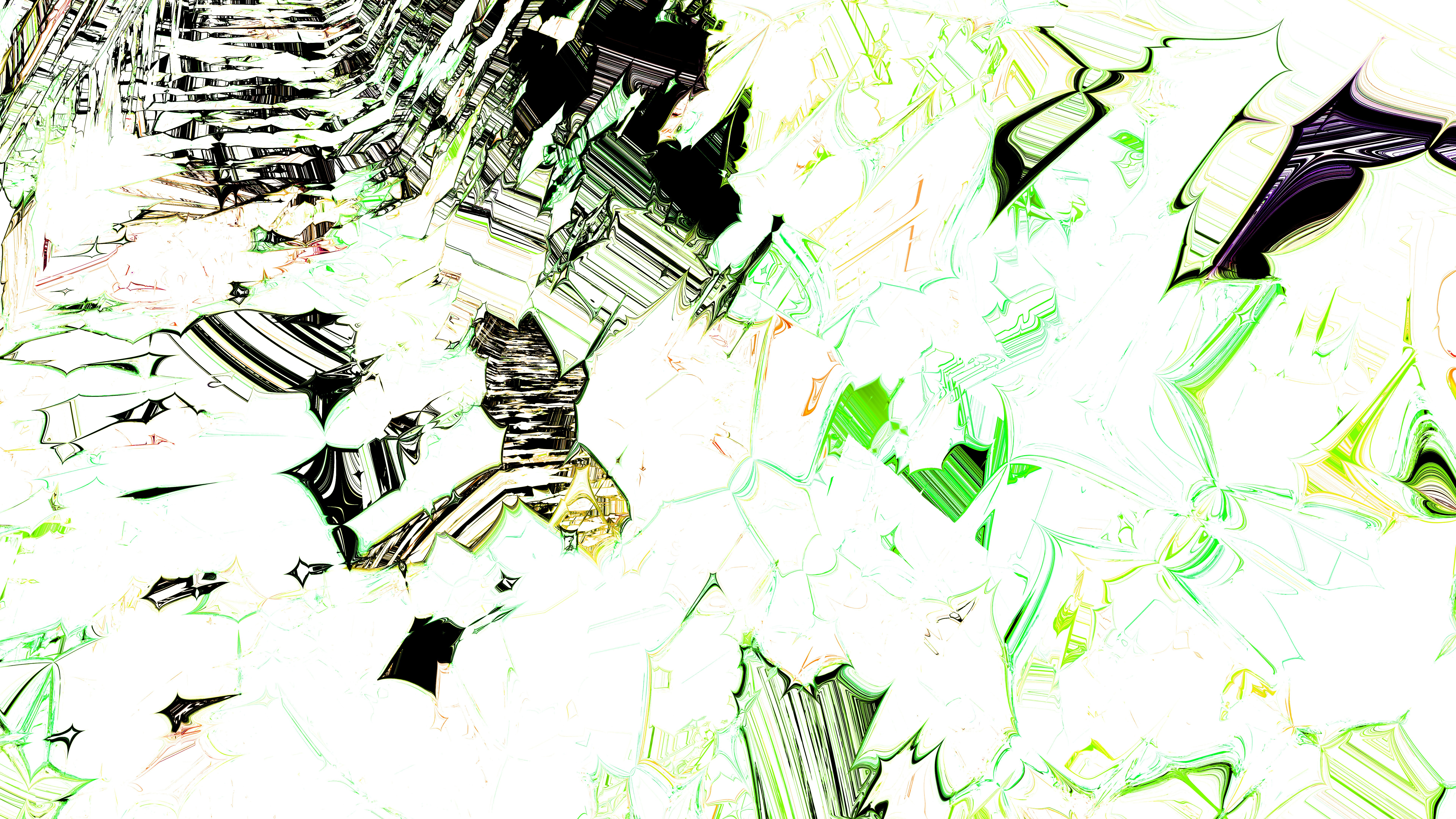 Abstrakte geometrische Formen mit leuchtend grünen und weißen Farben