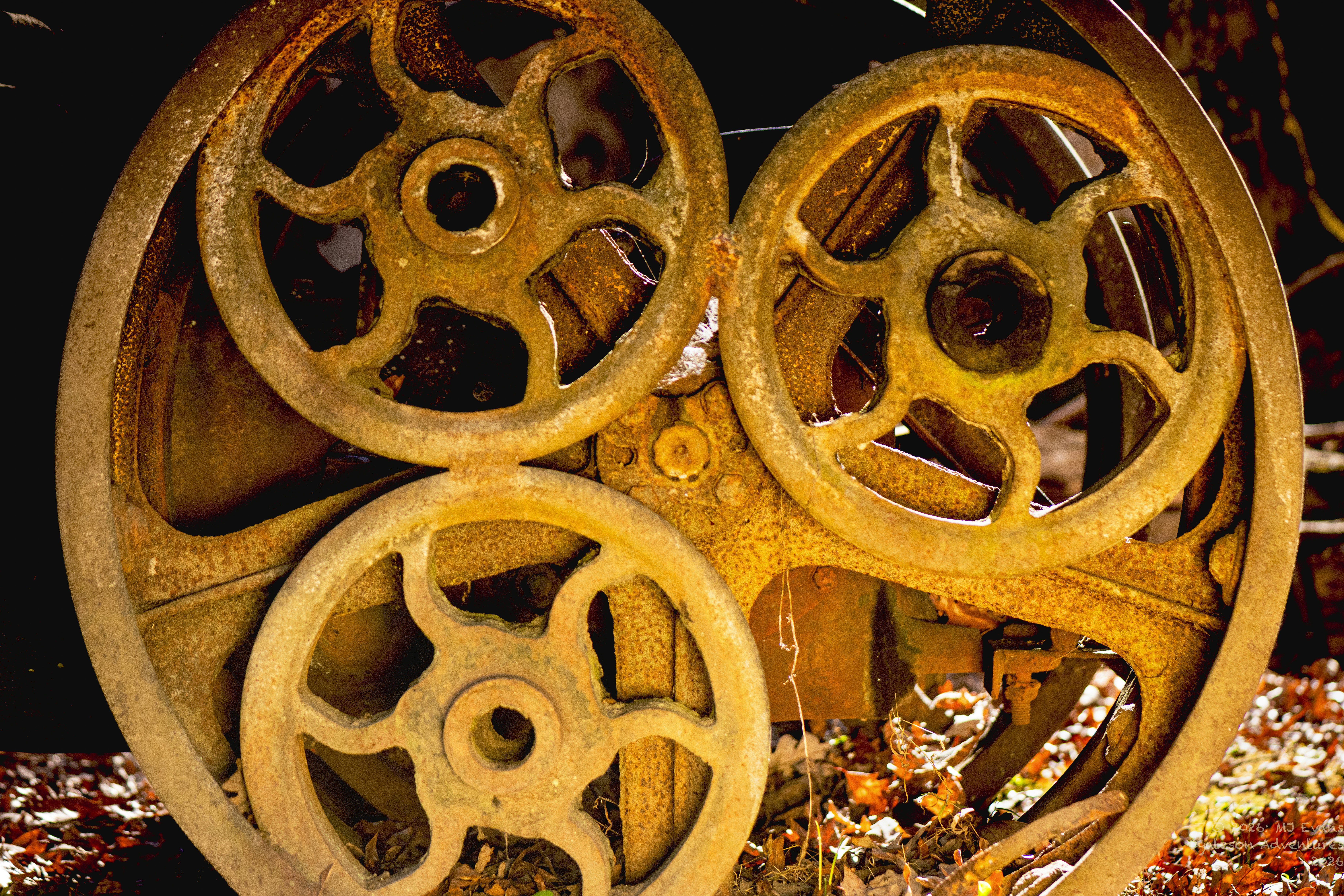 錆びたギアや機械のクローズアップ