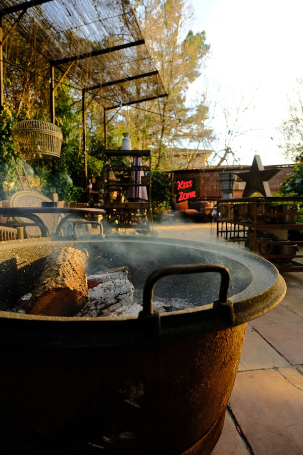 Backyard patio with fire pit