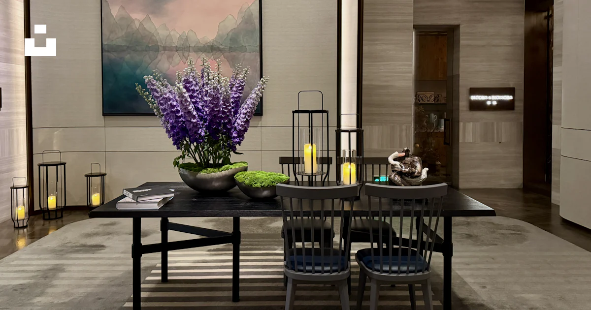 Elegant entryway with floral arrangement and artwork photo – Free ...