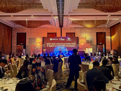 Gala event with a stage and seated guests