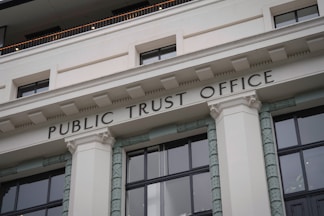 Public trust office building facade with columns