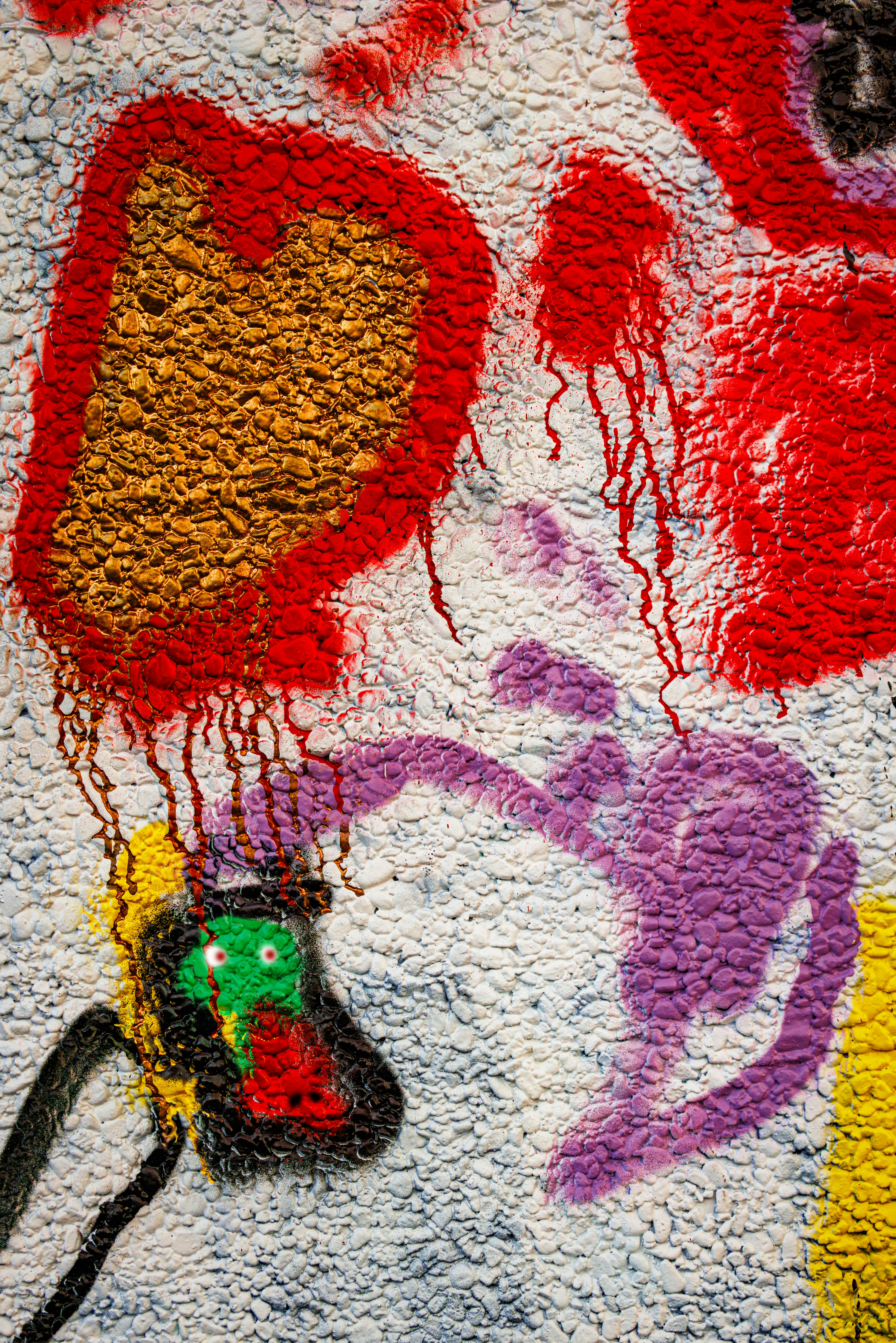 Abstract graffiti art with bright colors and textures