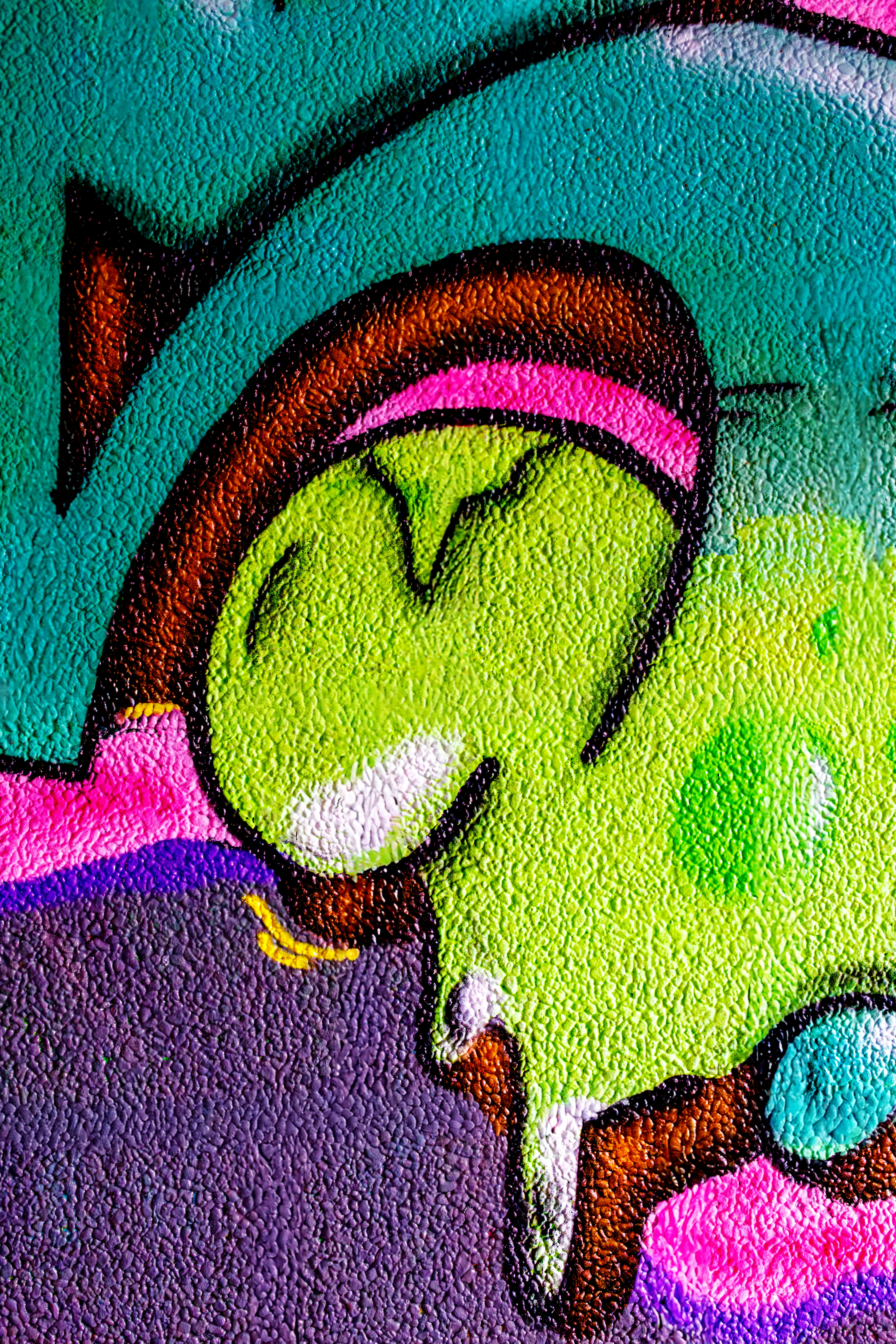 Colorful graffiti art with a cartoon character