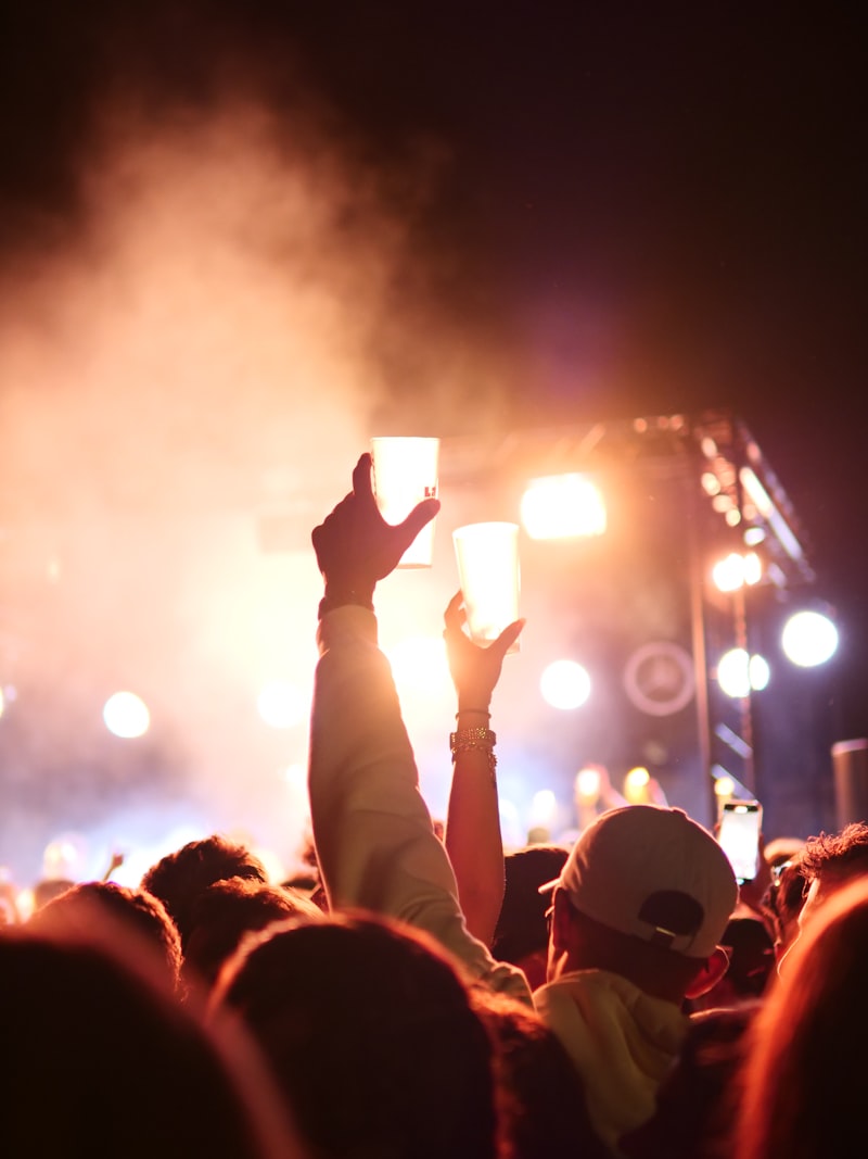 Crowd holding up lights at a concert