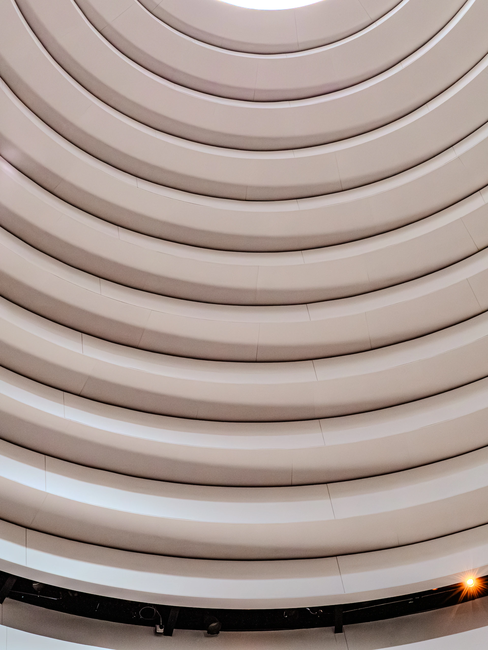 Concentric circles form a modern architectural ceiling design.