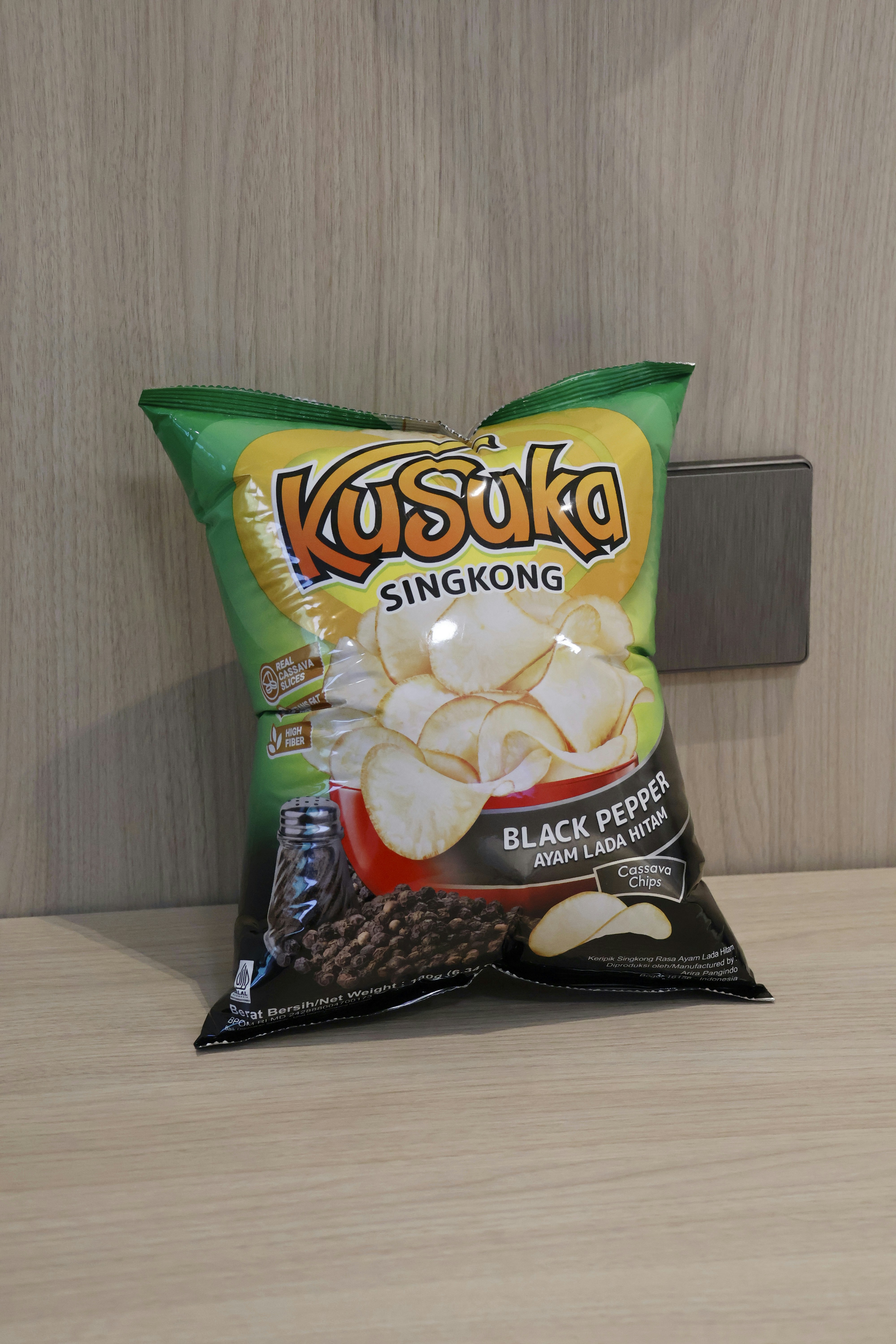Bag of kusuka singkong black pepper cassava chips