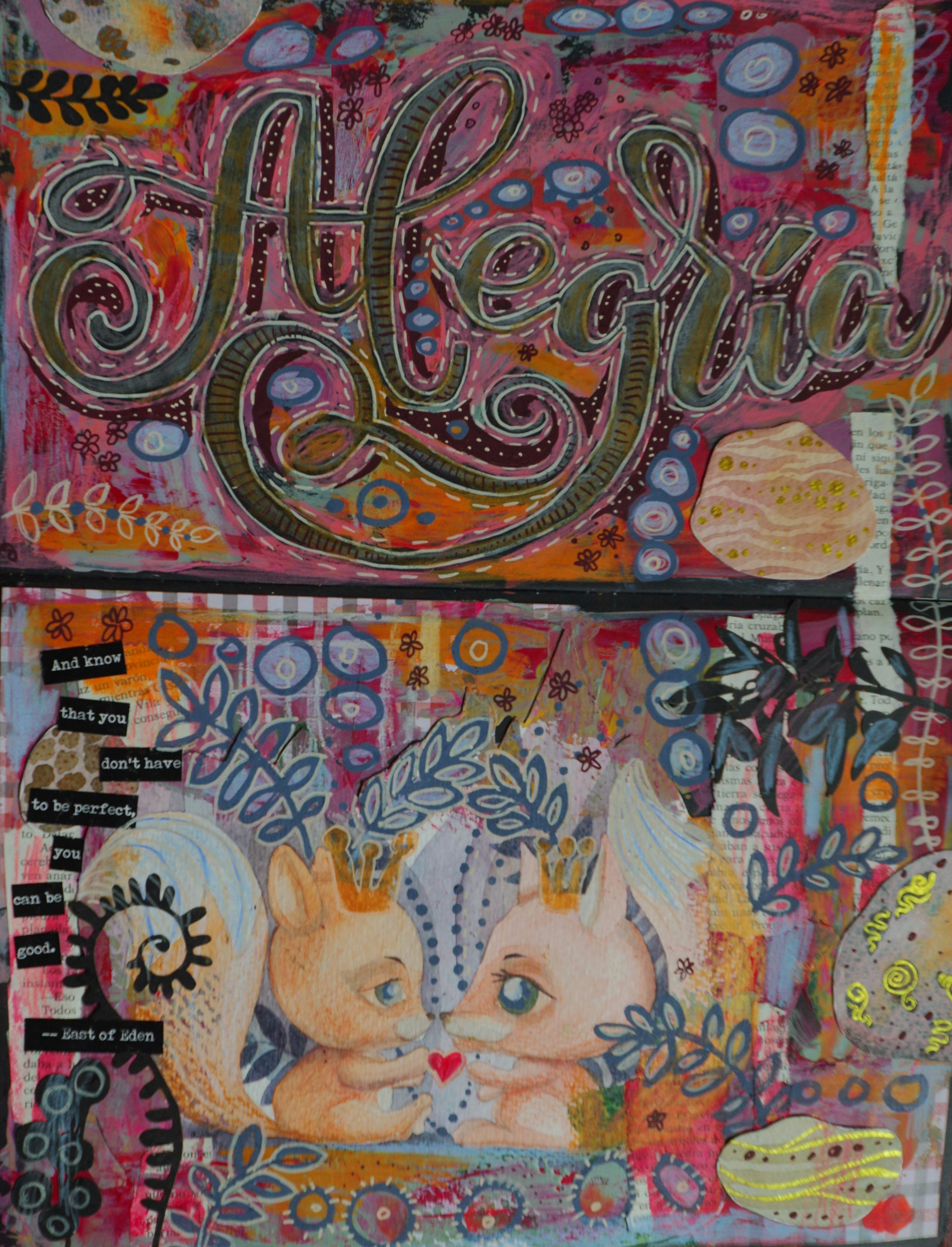 Two cute squirrels with crowns looking at each other.