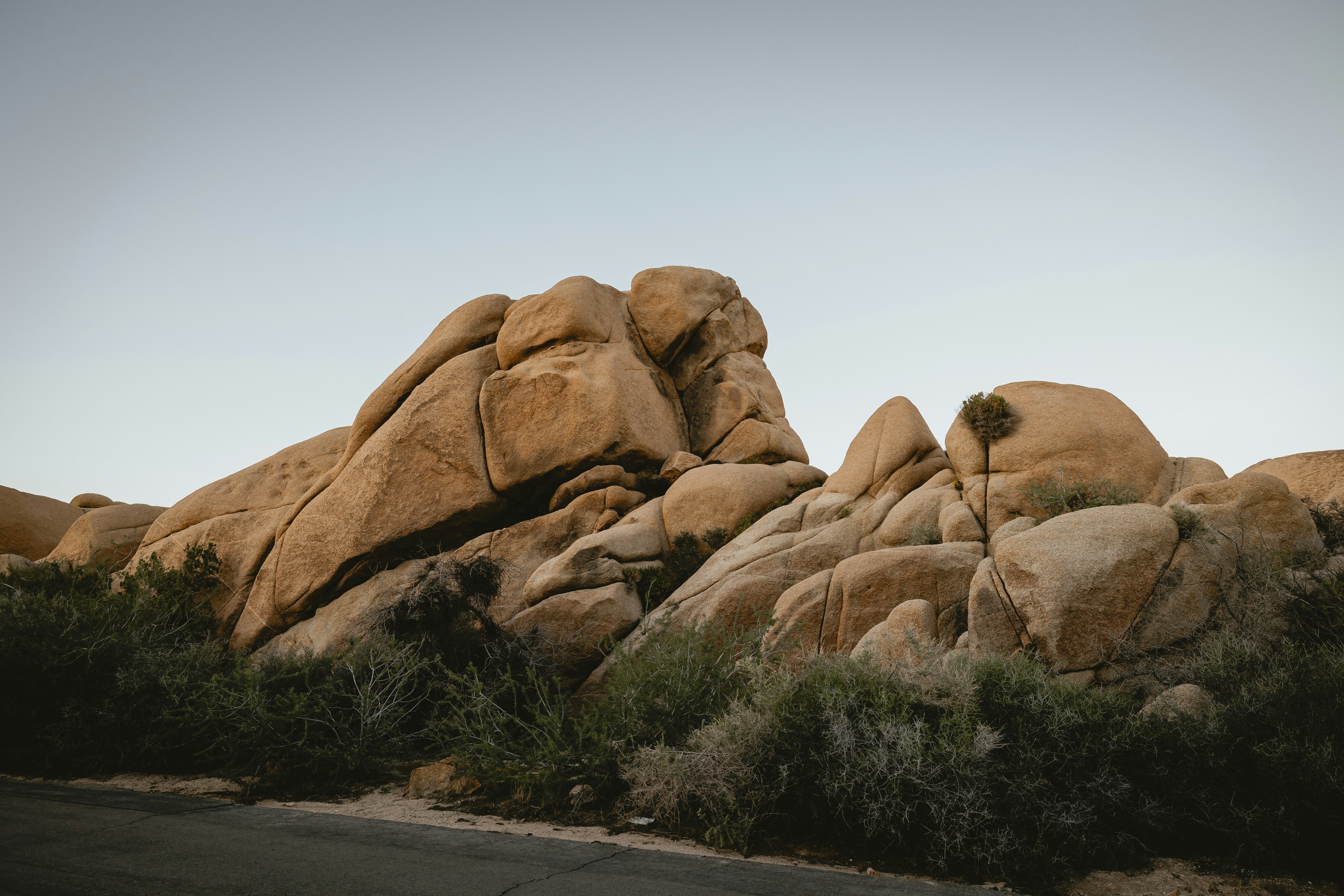 Large rock formations in a desert landscape