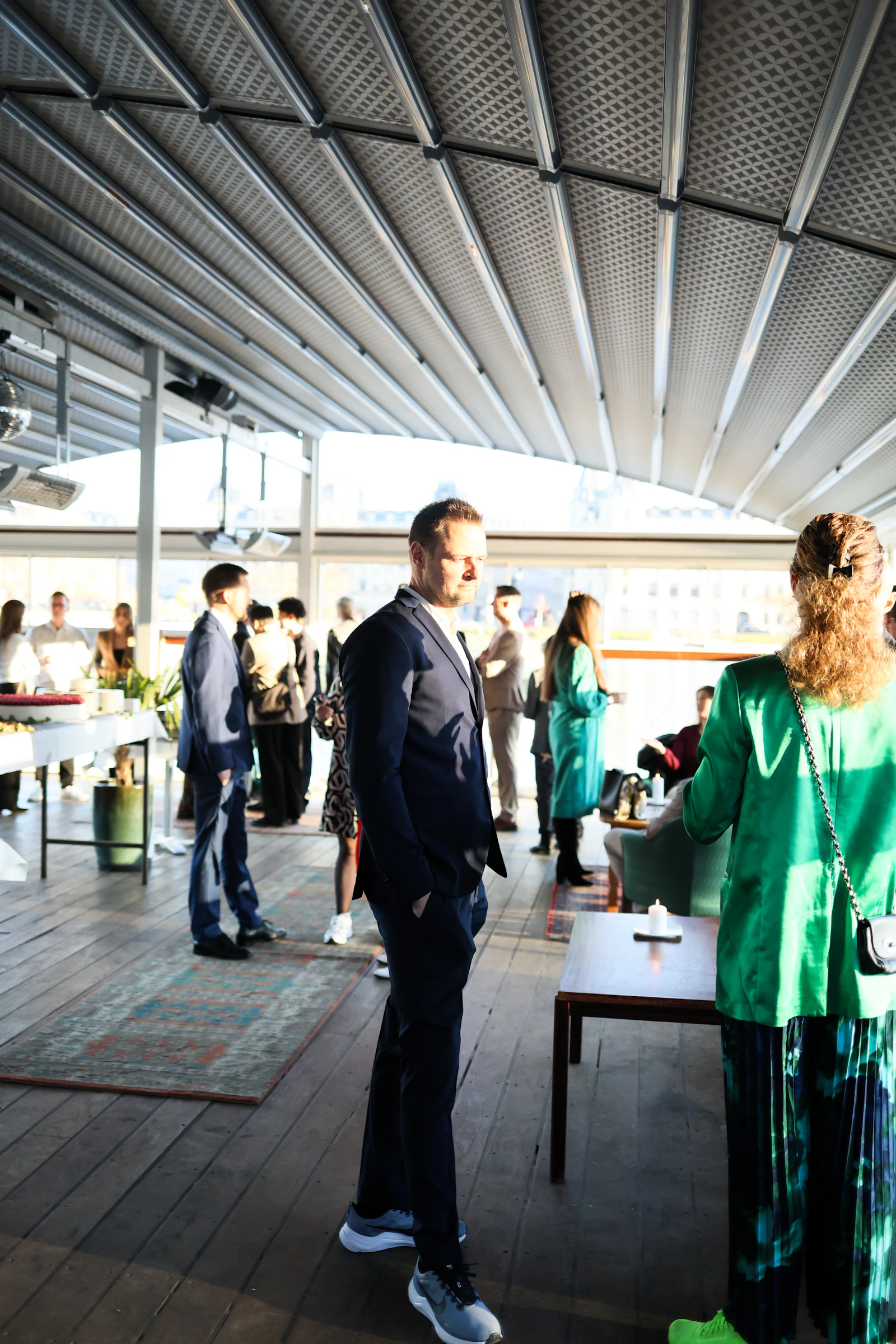 Guests connecting at an outdoor corporate event